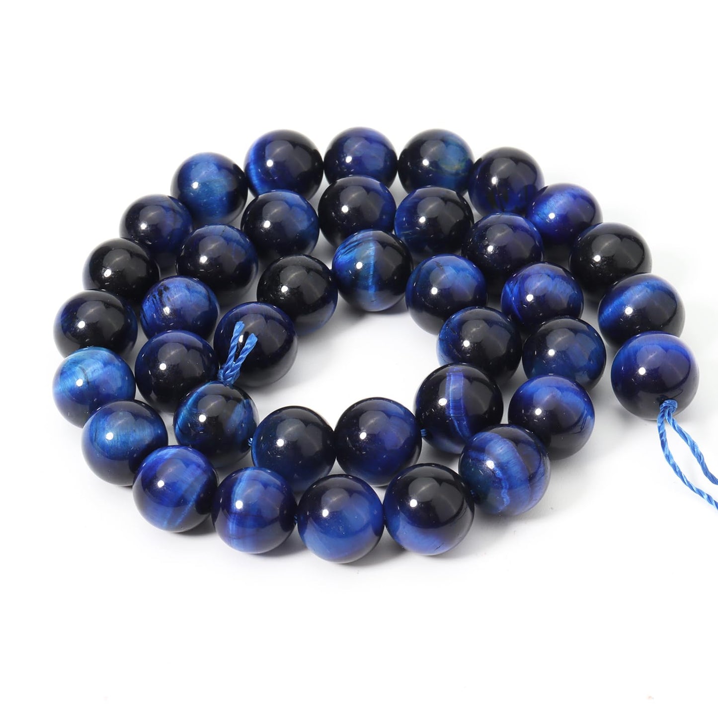 Siomia 60pcs 6mm Natural Blue Tiger Eye Gemstone Beads Energy Healing Crystal Round Loose Stone Beads for Jewelry Making, DIY Bracelets Necklaces