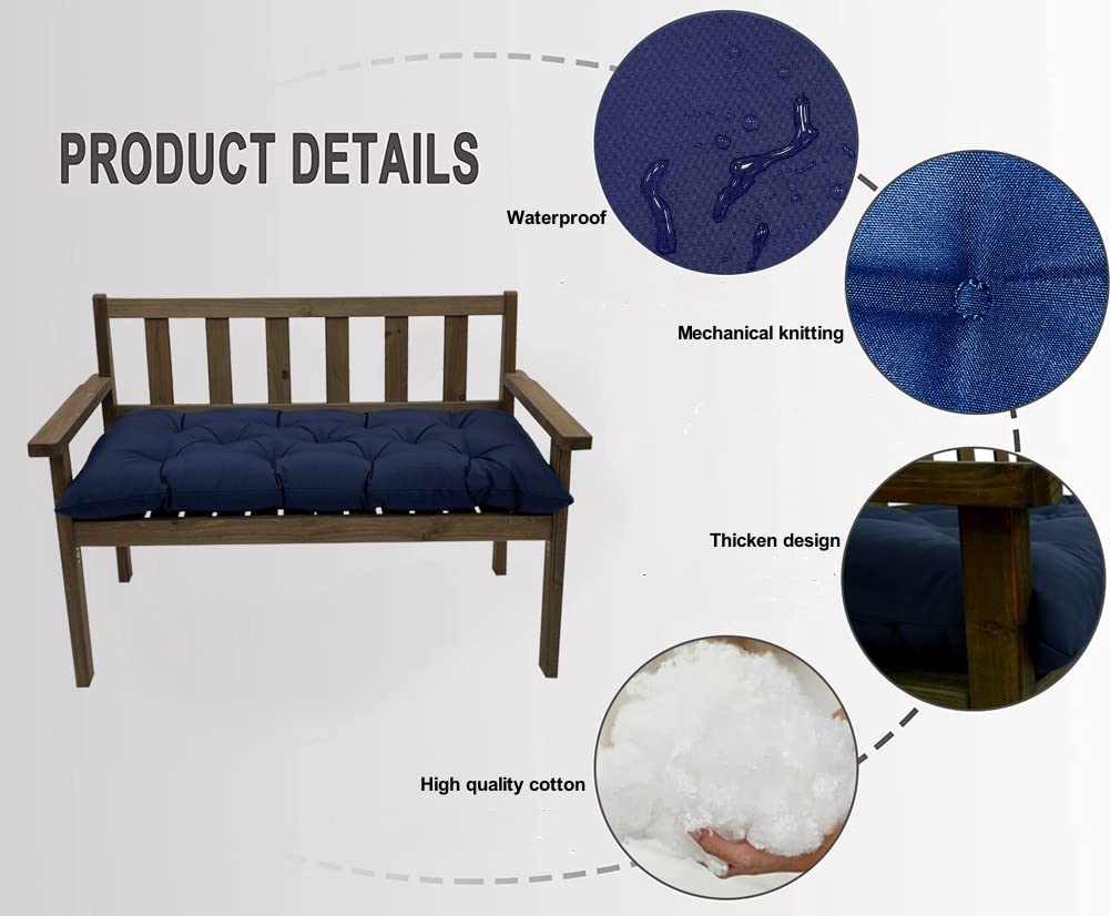 Srutirbo Waterproof Indoor/Outdoor Bench Cushion Garden Non-Slip Swing Chair Cushion, Loveseat Cushion for Patio Furniture Swing Wicker Garden Bench, Indoor Lounger Seat (Hawaiian, 47x19in)