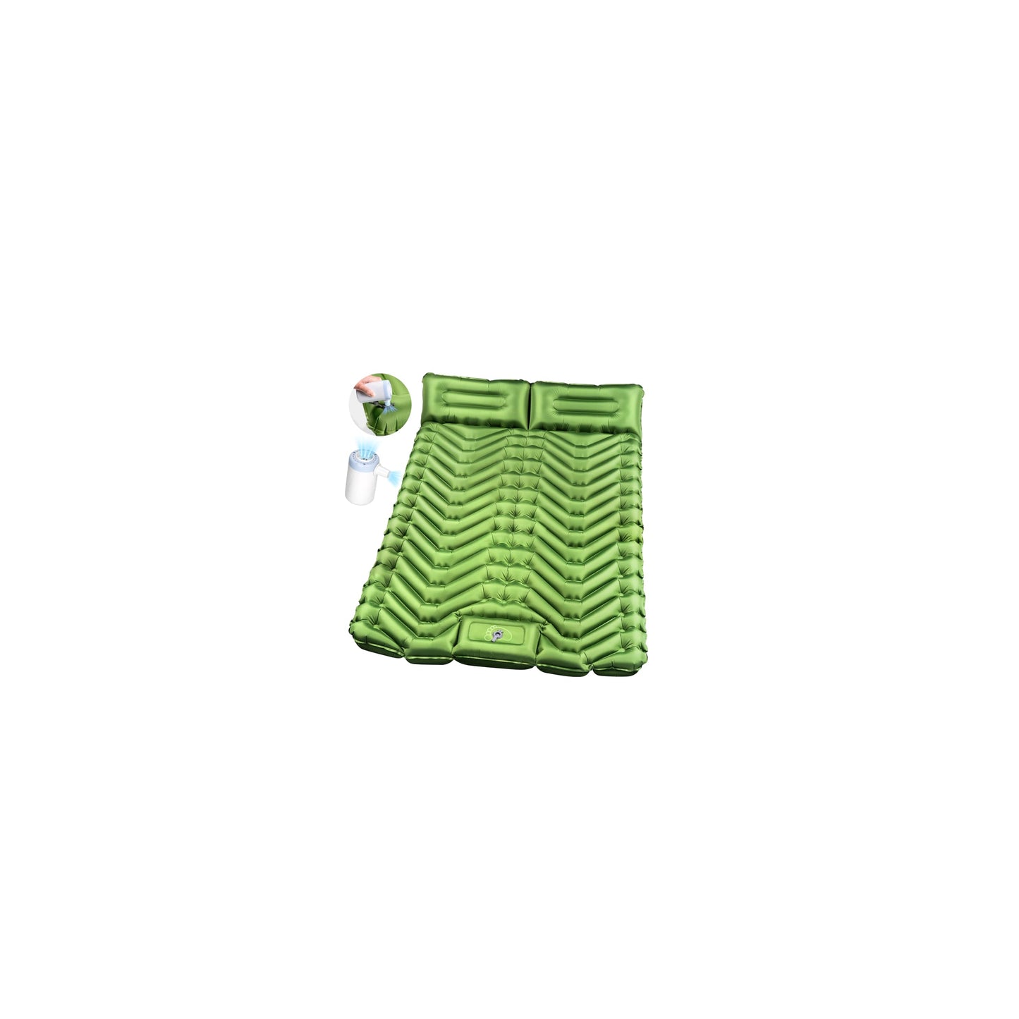 Double Sleeping Pad for Camping- 2 Person Camping Mattress with Pillow, Inflates in 60 Seconds Sleeping Pad with Pump-Electric/Foot Portable Air Pad for Backpacking, Hiking, Tent, Car Travel, Beach