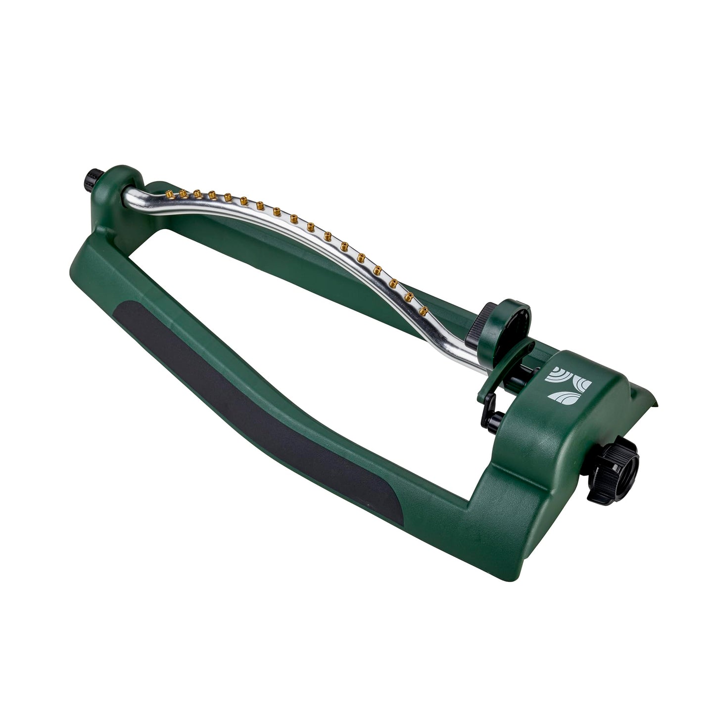 Oscillating Sprinkler 100006, Adjustable Pattern to Cover Up to 2,695 Square Feet, 17 Brass Nozzles on Metal Tube for Even Lawn Watering, by New England Garden Tools