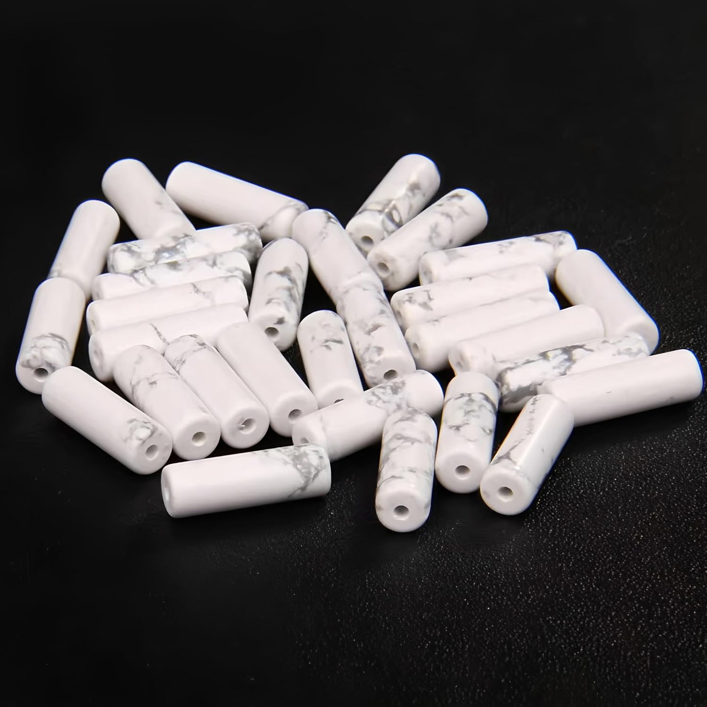 HAAMIIQII Natural White Howlite Tube Beads 13x4mm Column Stone Cylinder Gemstone Loose Beads for Jewelry Making Strand 15 Inch (28-29pcs)
