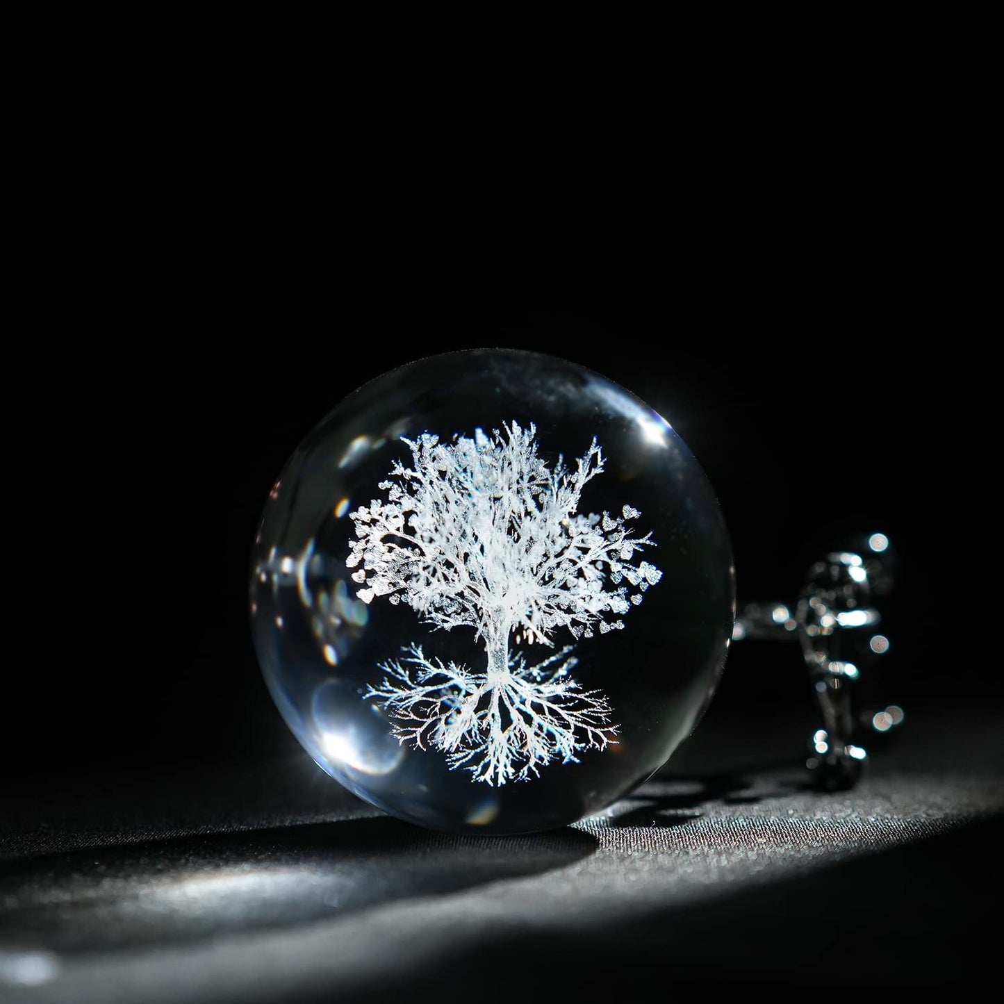 H&D HYALINE & DORA 60mm Tree of Life Crystal Ball with Stand Decorative Paperweight 3D Laser Engraved Glass Plant Life Tree Sphere Novelty Home Decor