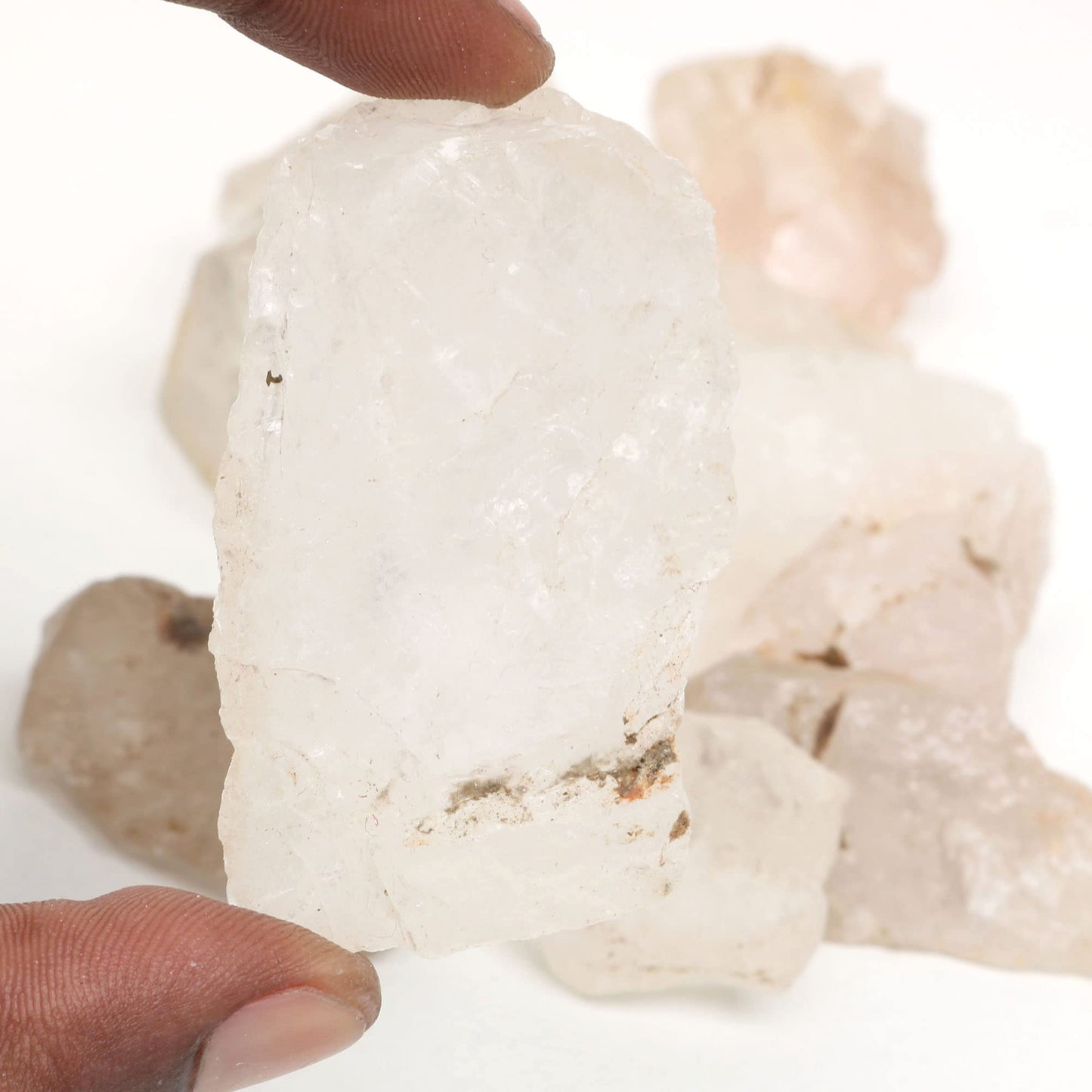 REAL-GEMS Natural Raw Healing Crystals Rough Stones for Tumbling, Cabbing, Polishing, Wire Wrapping, Wicca & Reiki Crystal Healing, Mix Gemstones,7 Chakra (White Quartz)