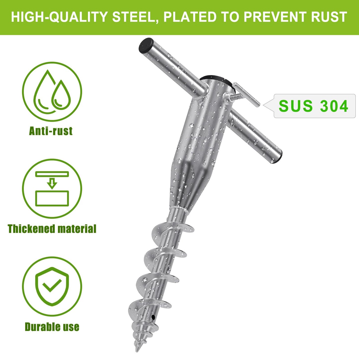 Lifeswell Beach Umbrella Sand Anchor, Heavy Duty Screw Anchor for Sand & Grass, Portable In-Ground Windproof Base with 3 Sleeve Design, Fully Welded Holder Fits 1" to 2" Outdoor Umbrella Poles, 2 Pack