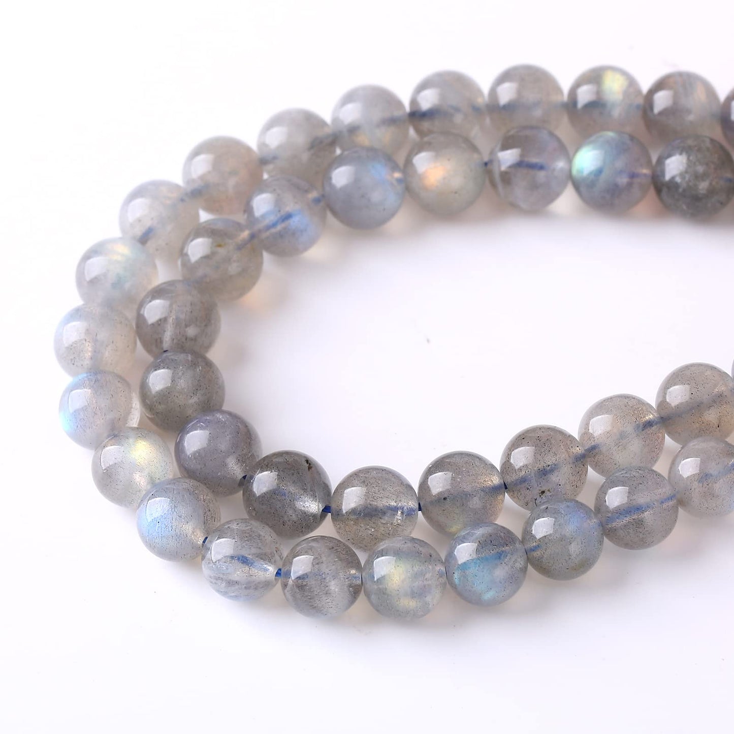 10mm 36pcs 7A Natural Gray Labradorite Gemstone Beads for Jewelry Making DIY Bracelet Necklace Accessories 15" Energy Healing Power Stone Beads (Gray Labradorite, 10mm)