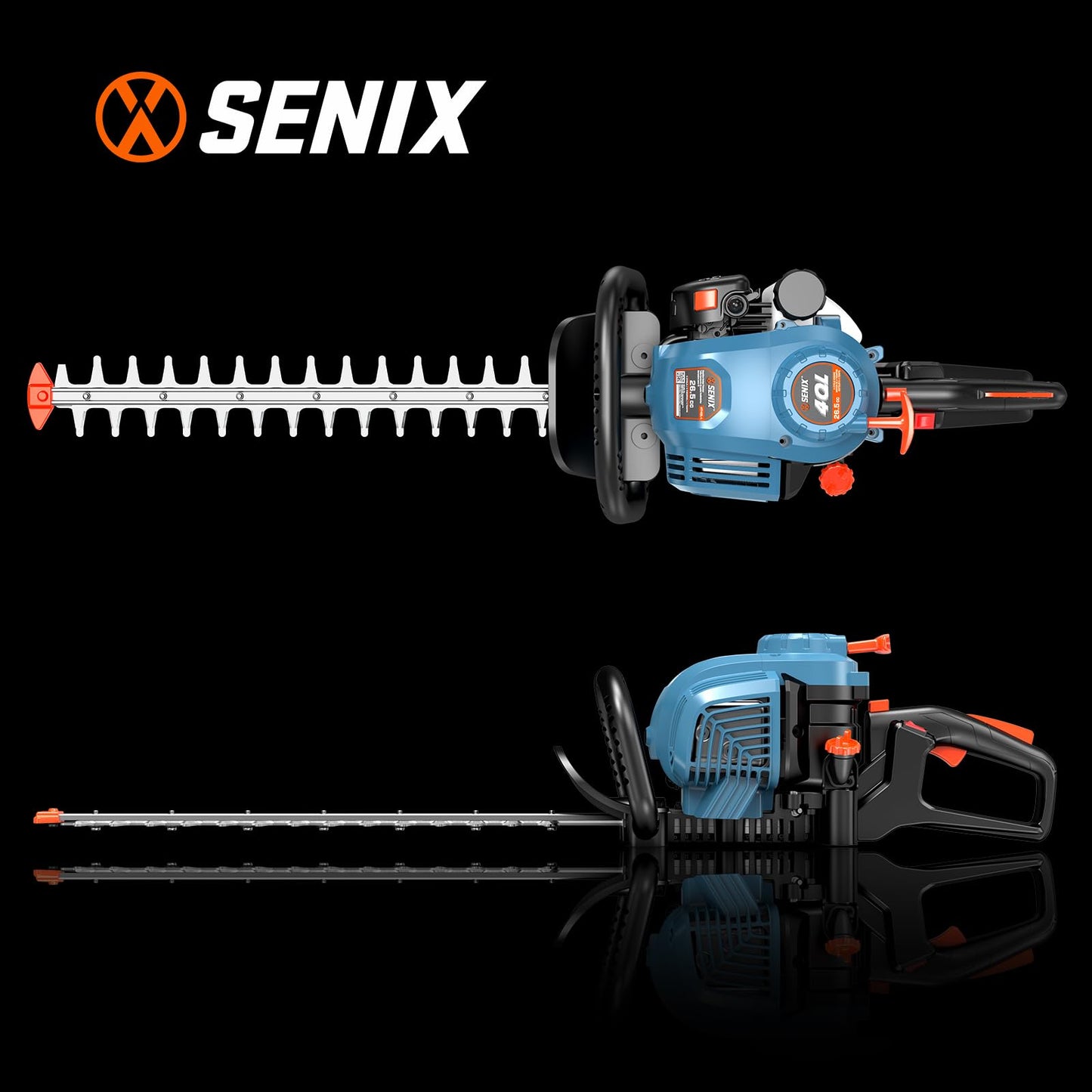 SENIX 4QL 26.5 cc 4 Cycle 22-Inch Gas Hedge Trimmer, Garden Tool to Trim Shrubs,Bushes,and More,Double Sided Dual Action Blades,1-1/8" Cutting Capacity,Includes Blade Cover(HT4QL-L)