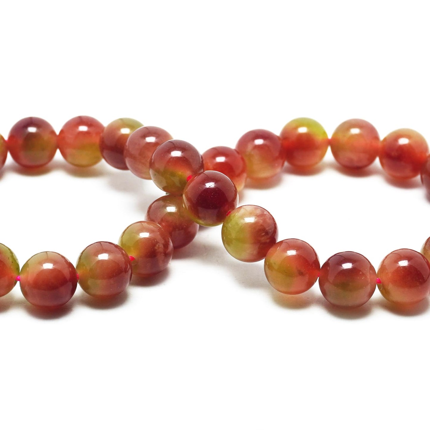 DIQIO Jade Stone Beads for Jewelry Making - 6mm Gemstone Round Loose Beads for Bracelets(58-60pcs, Watermelon Cloudy Jade)