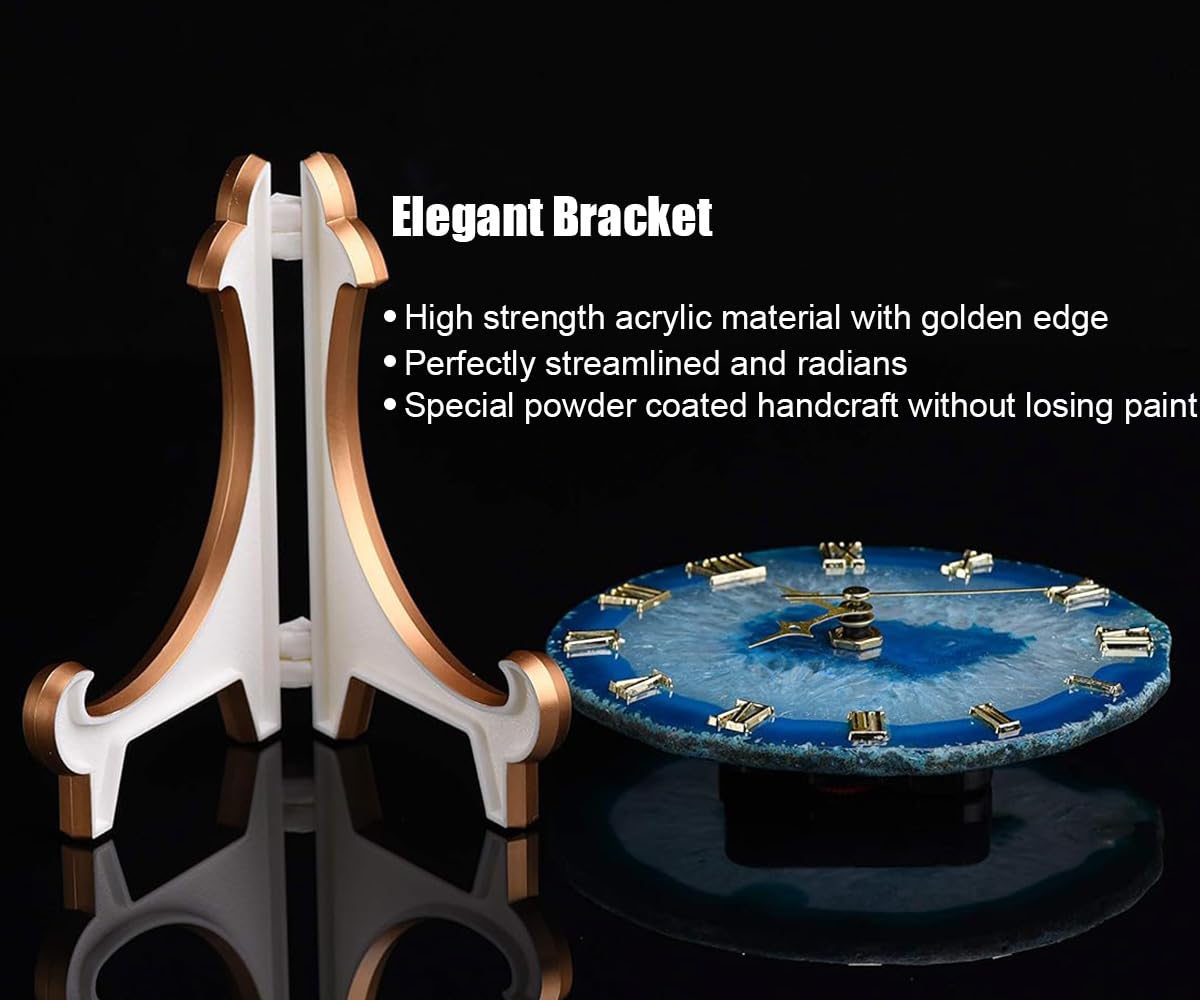 JIC Gem Agate Clock Crystal Desk & Shelf Clocks Home Decor (Blue)