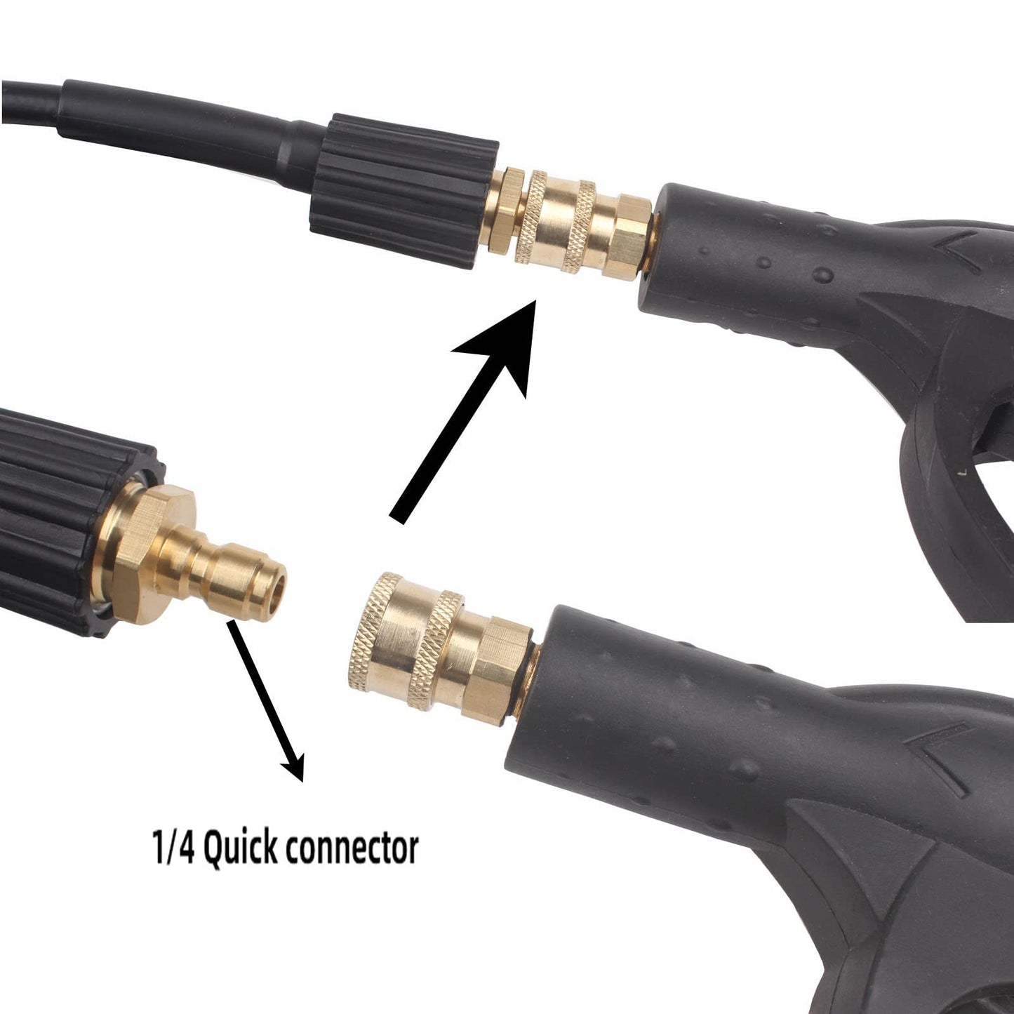 50FT 5800 PSI Pressure Washer Hose Jetter Nozzles Kit 1/8”NPT Sewer Drain Rotating Quick Connect Nozzle Button Nose With M22-14/15mm Double Rod Thread Brass Replacement