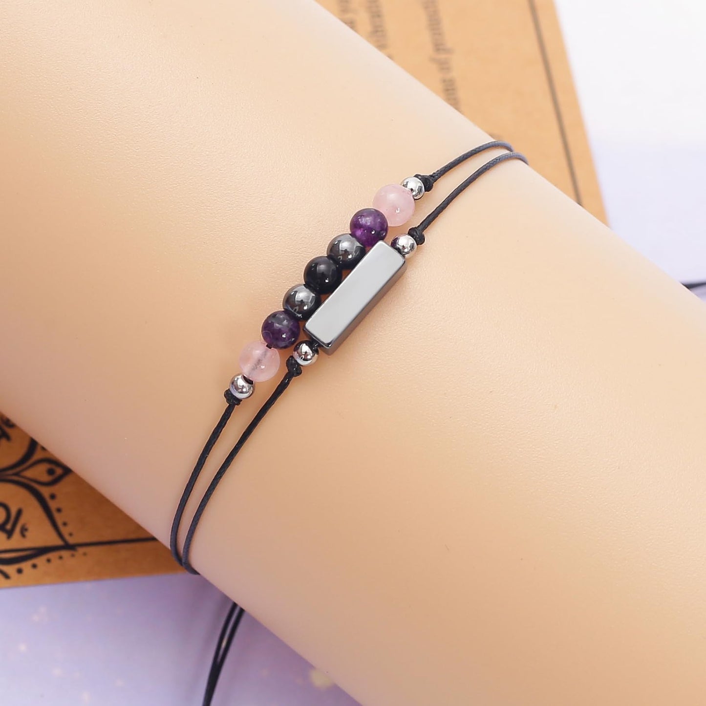 MTJAHPS Protection Bracelet, empath protection, black obsidian Crystals and Healing Stones Bracelet for Women ，Luck ，Anxiety and Stress Clam Bracelet (Empath Protection)