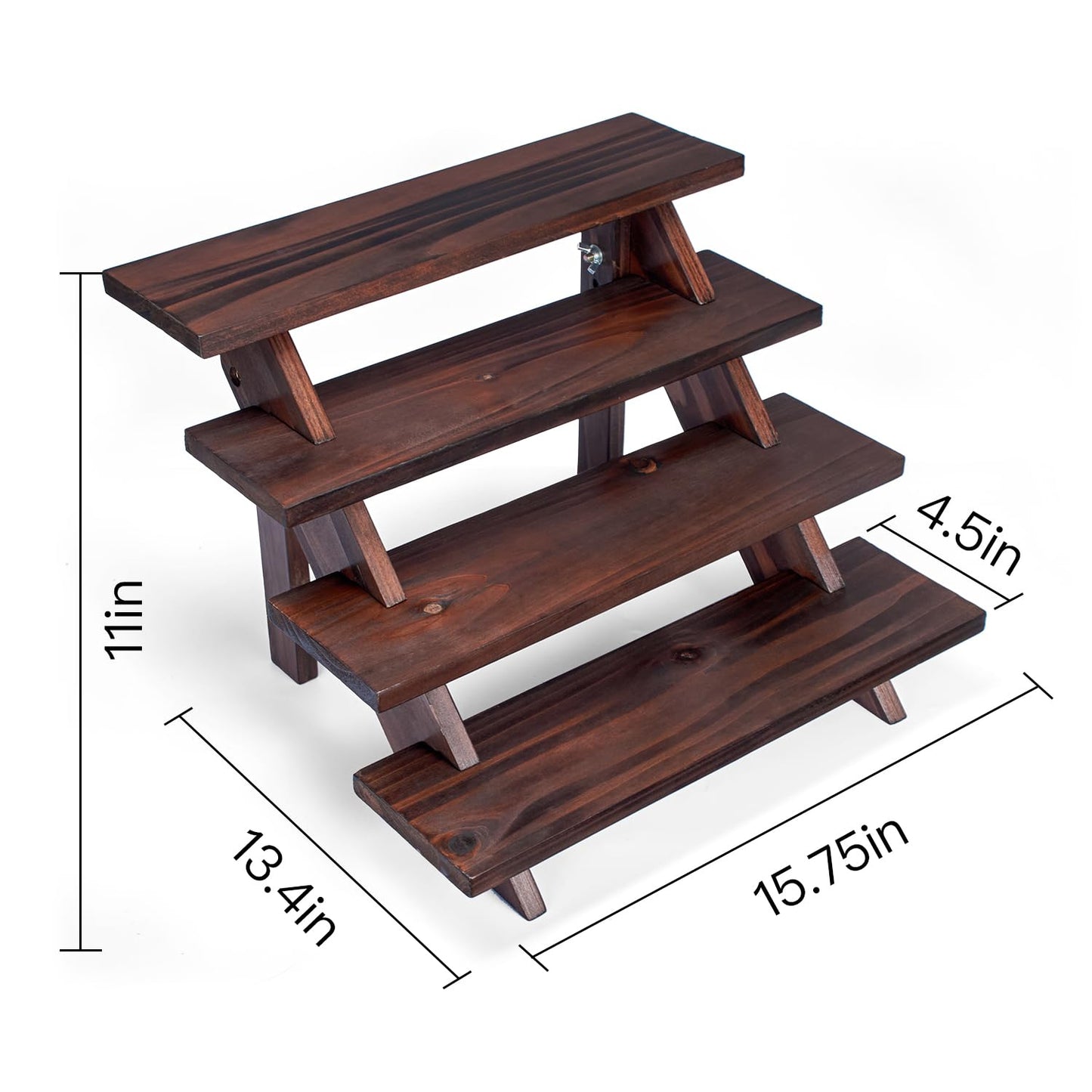 DAOYOUSKY Wooden Rustic Cupcake Stand for 24 Cupcakes, Stepped Wood Display Stand for Weddings, Tiered Party Table Display Riser for Food , Dessert, Cookie, Decor, Craft Show, Brown