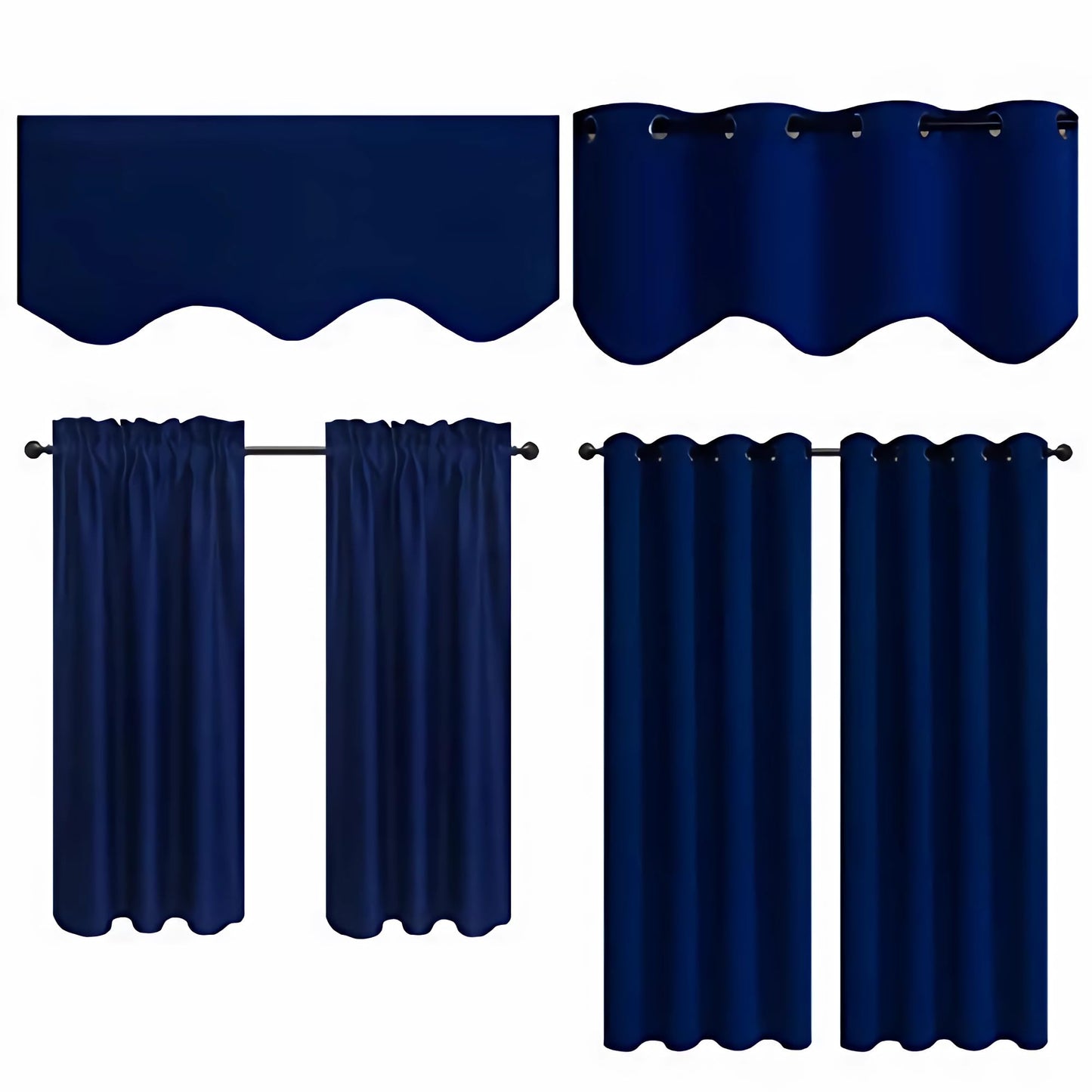 Aquazolax Navy Valances Curtain for Windows, Blackout Extra Long Rod Pocket Valances for Kitchen Bedroom, Small Window Treatment Valances 52inch x 18inch, Single Panel