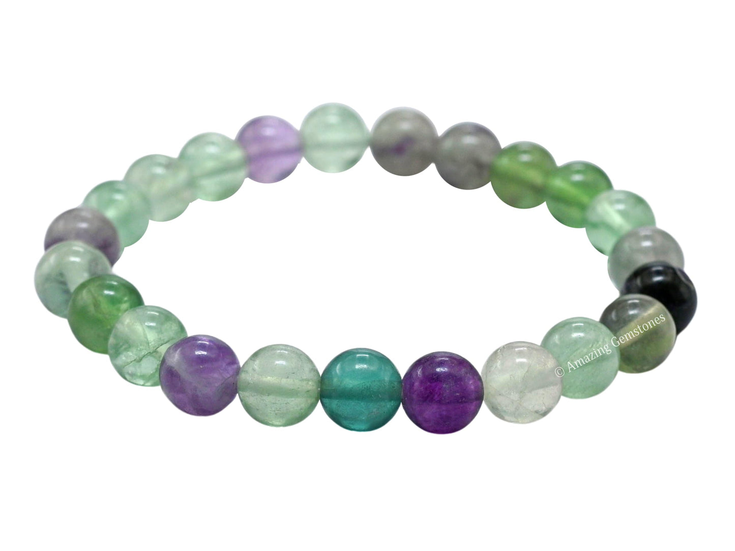 Amazing Gemstone Crystal Bracelet for Women Men's Gifts - Protection Healing Crystal Bracelet - 8mm Gemstone Beaded Stretchable Bracelet Pulseras Para Hombres Mujer Stocking Stuffers Mothers Day Gift (Multi Fluorite)