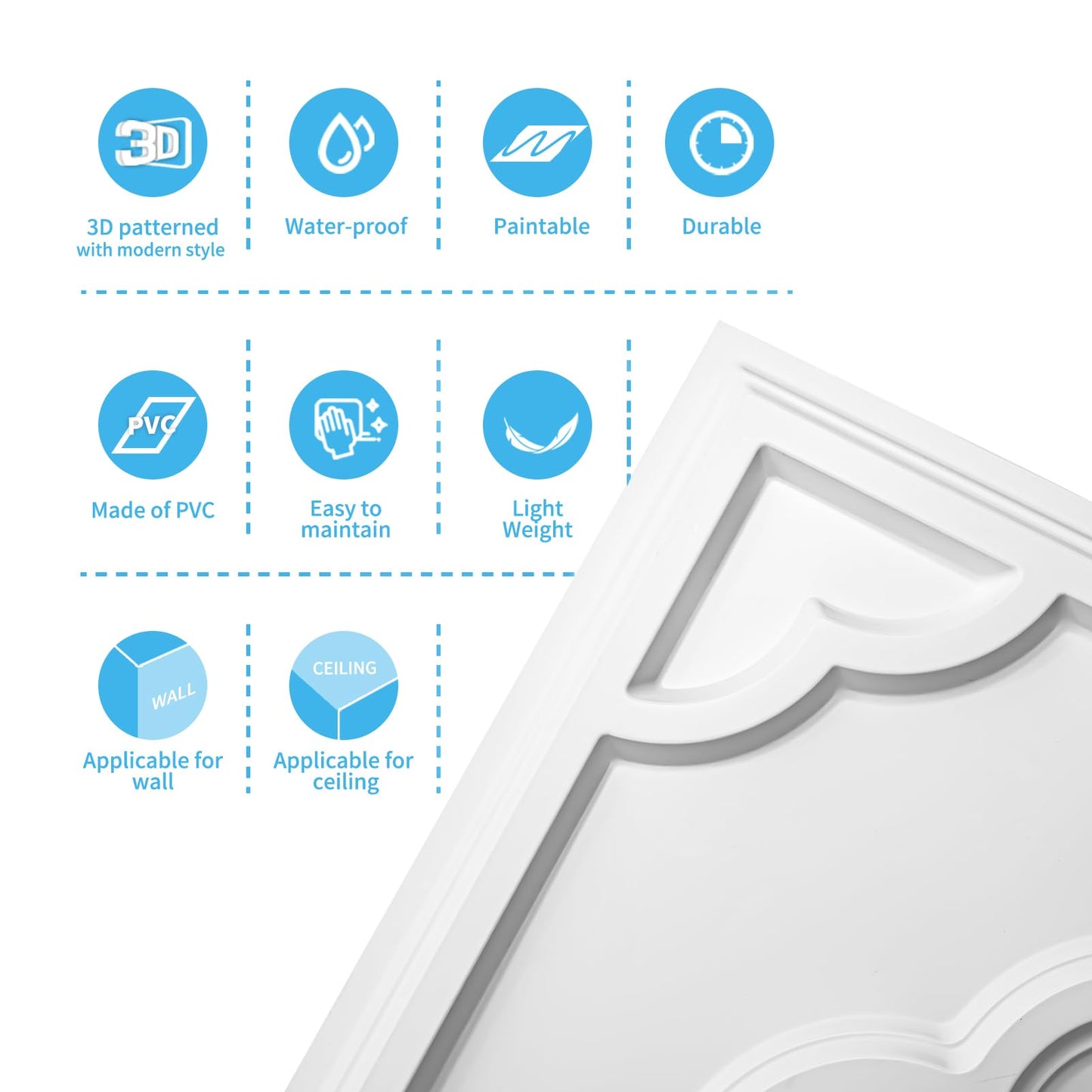Art3d 12-Pack Drop Ceiling Tiles 2x4 Ft, Decorative PVC Ceiling Covering Panels 24x48 Inch for Basement Bathroom Kitchen, Cover 96 Sq.Ft, White
