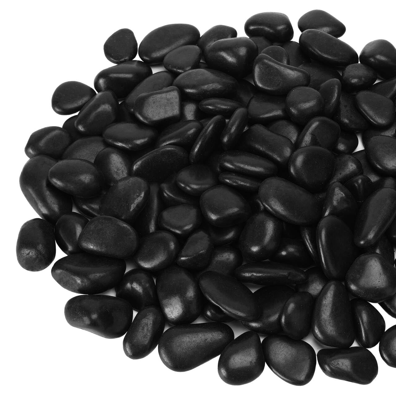onlyfire 5lb Black River Rocks, 1"-2" Polished Black Pebbles Aquarium Gravel Stones for for Plants, Landscaping, Vase, Succulent, Fish Tank