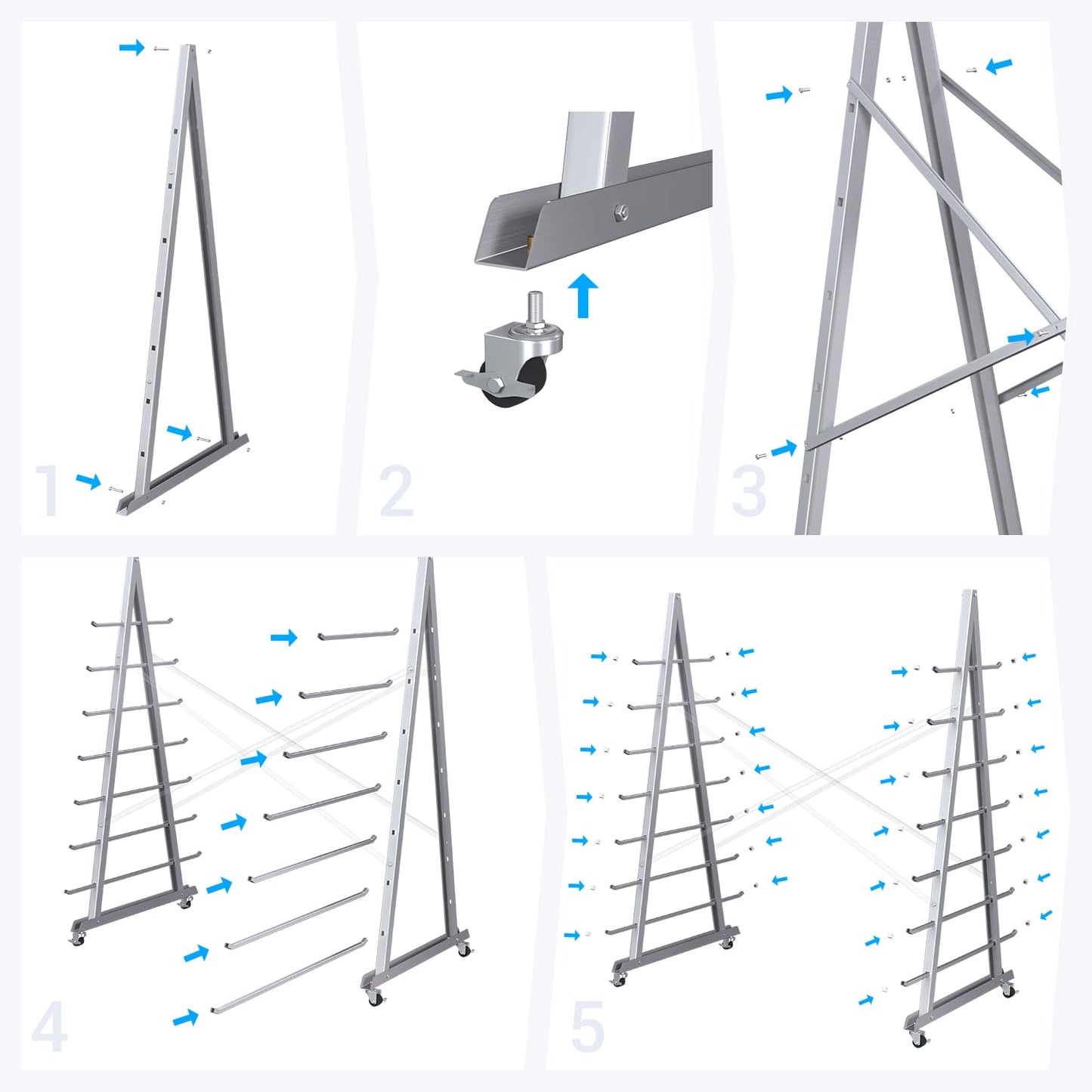 Xikopus Floor Standing Lumber Horizontal Storage Rack with 7 Tiers, Heavy-Duty Metal Adjustable Arms Pallet Racking, Free Standing Bar Storage Cantilever Rack for Basement, Up to 2500 LBS