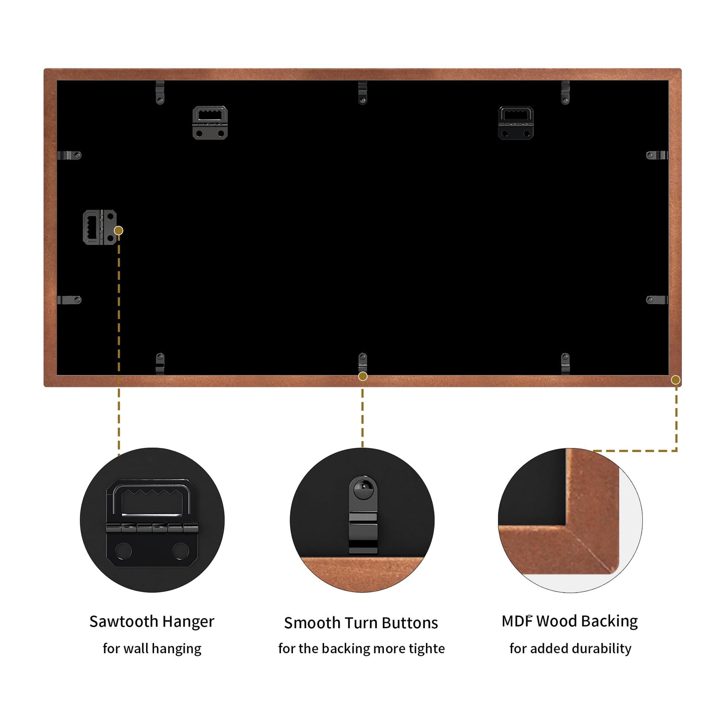 YESKAY 4x6 Picture Frame Collage for Wall Decor,Multiple Photo Collage Frames with Tempered Glass,8-Opening for 4 x 6 Picture Frames,Rustic Brown,1 Pack(OD:11.75X21in)