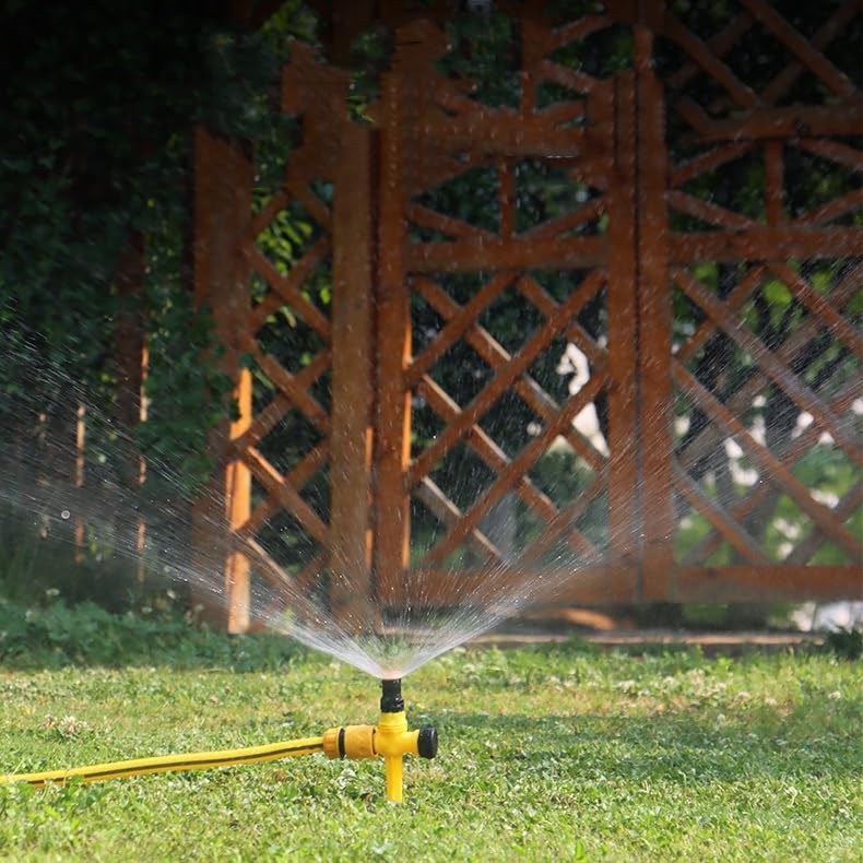 2 Pack Lawn Sprinklers for Yard - 360 Coverage Water Sprinklers for Small Medium Garden Irrigation, Adjustable Spray - Perfect for Yard, Lawn & Play - Yellow Plastic