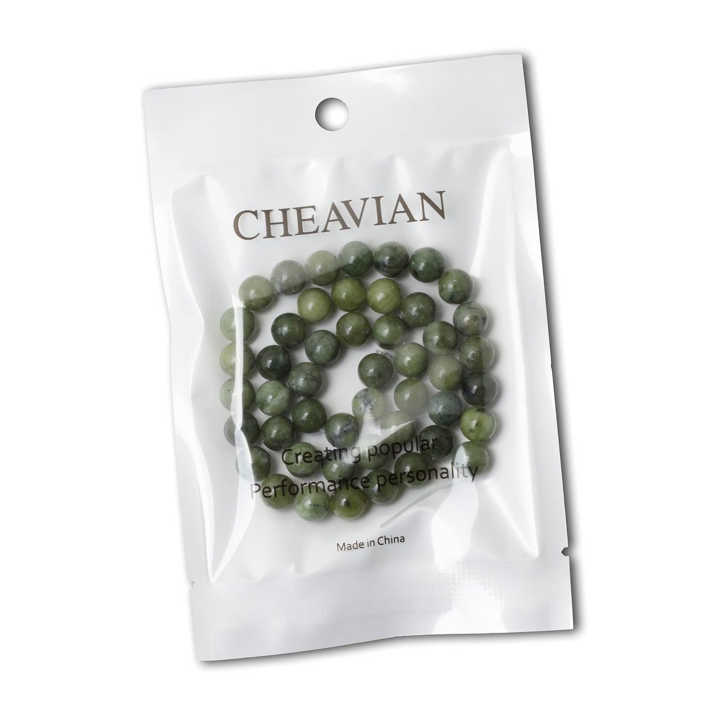 CHEAVIAN 45PCS 8mm Natural Taiwan Green Jade Round Loose Beads for Jewelry Making DIY Bracelet Necklace Materials 1 Strand 15"