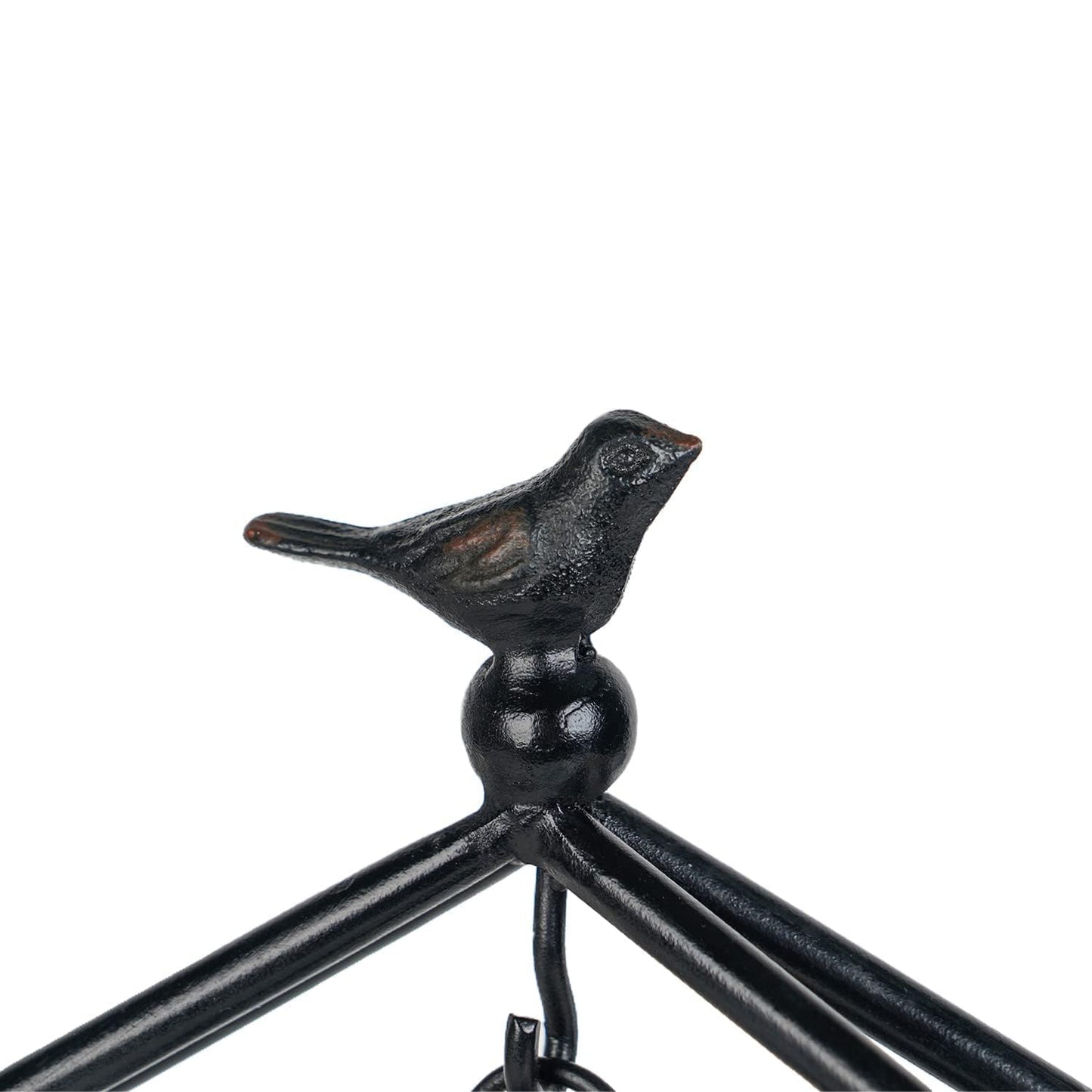 SOFFEE DESIGN 7.5'' x 10'' Mantel Clock Iron Tower Frame, Creative Bird Ornament Tabletop Clock, Silent Clock with Hollow Carved Back Cover for Home Decor, Black