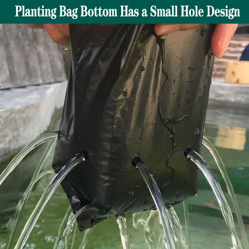 DredQcco 100PACK Plant Grow Bags,Thicken PE Seedling Bag Fruit Tree Seedling Cup Bonsai Planting Bag with Breathable Holes for Garden Black Planting Bags Nursery Bags (4.7'' Dia x 8'' H)