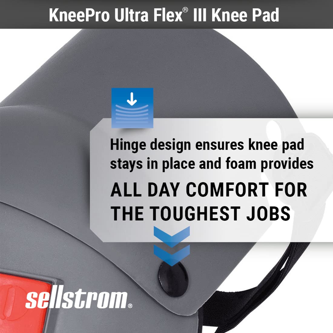 Sellstrom Ultra Flex KneePro Professional Knee Pads for Men & Women with Thick Foam Cushioning & Heavy Duty Hard Outer Shell - Adjustable Straps with Quick-Clips & Ergonomic Metal Hinges - for Construction Work, Gardening, Roofing, Flooring