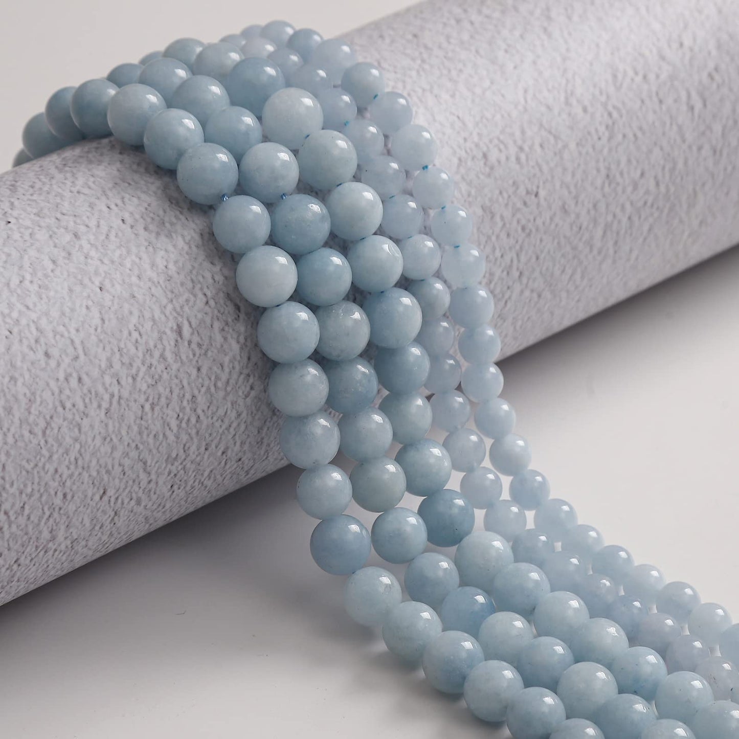 45pcs 8mm Natural Stone Beads Aquamarine Beads Energy Crystal Healing Power Gemstone for Jewelry Making, DIY Bracelet Necklace