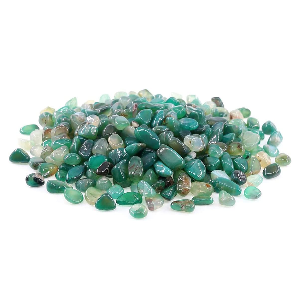 WAYBER Natural Green Agate Pebbles, 1 Lb/460g Decorative Rocks Non-Toxic Crystal Stone Irregular Quartz Gemstone Crushed Pieces Tumbled Stone Chips for Jewelry Making/Home Decoration