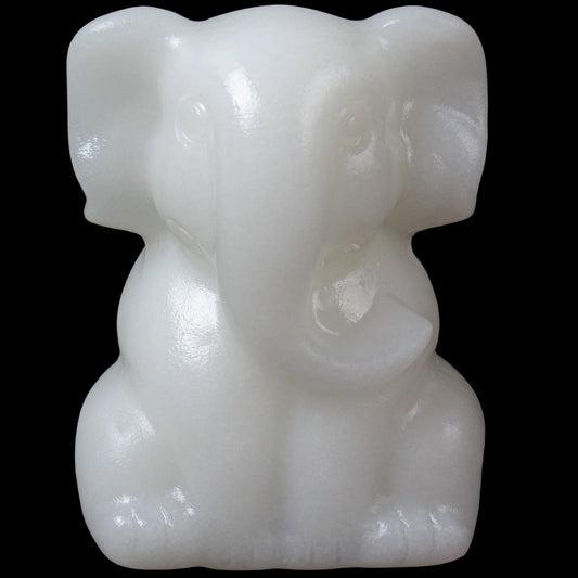 Ytbeoxk 2 Inch Crystal Elephant Decor Statues, White Jade Cute Sitting Elephant Figurines, Reiki Healing Crystal Carved Animal Statues, Home Office Desk Hand Carved Decor Gifts for Women