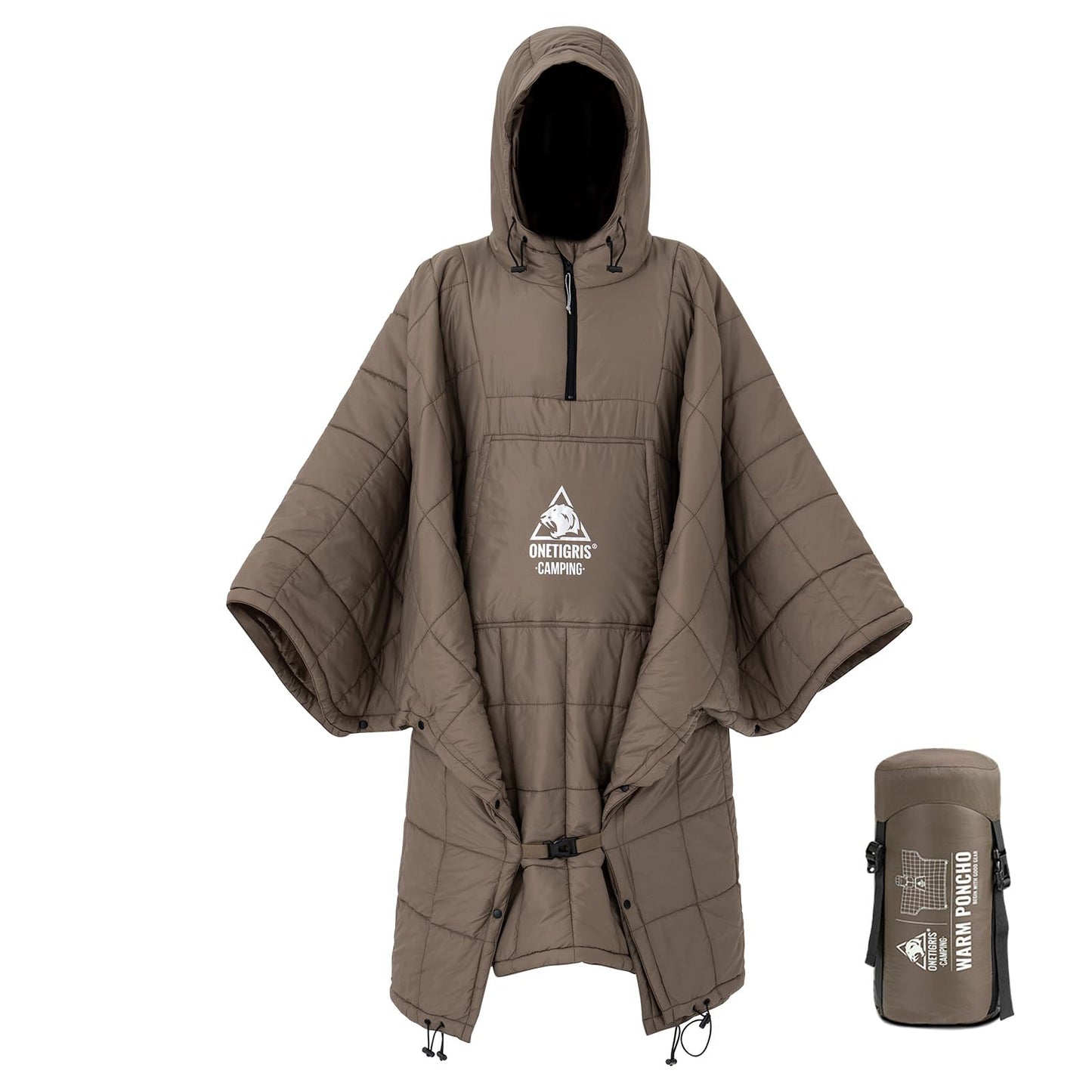 ONETIGRIS Camping Blanket Poncho with with Recycled Synthetic Insulation,Wearable Hoodie Blanket | Ultralight Water-Resistant Warm Camping Blanket for Outdoor, Hiking, Stadium