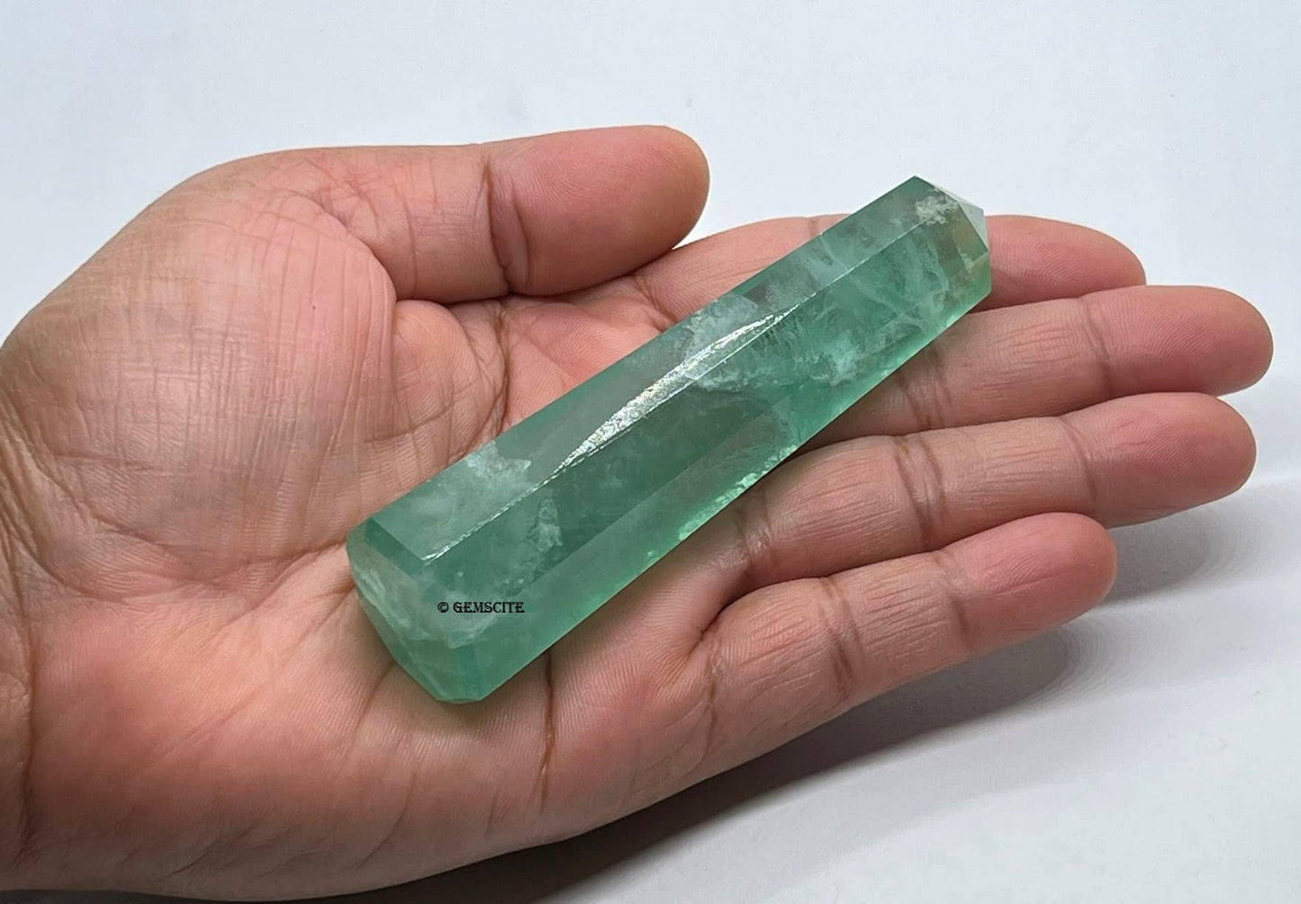 WholesaleGemShop 3 Inch (70 mm) Gemstones GREEN FLUORITE Obelisk Tower Jumbo Facet Aura Rock Crystal Natural Polished Earth Wand Spirit