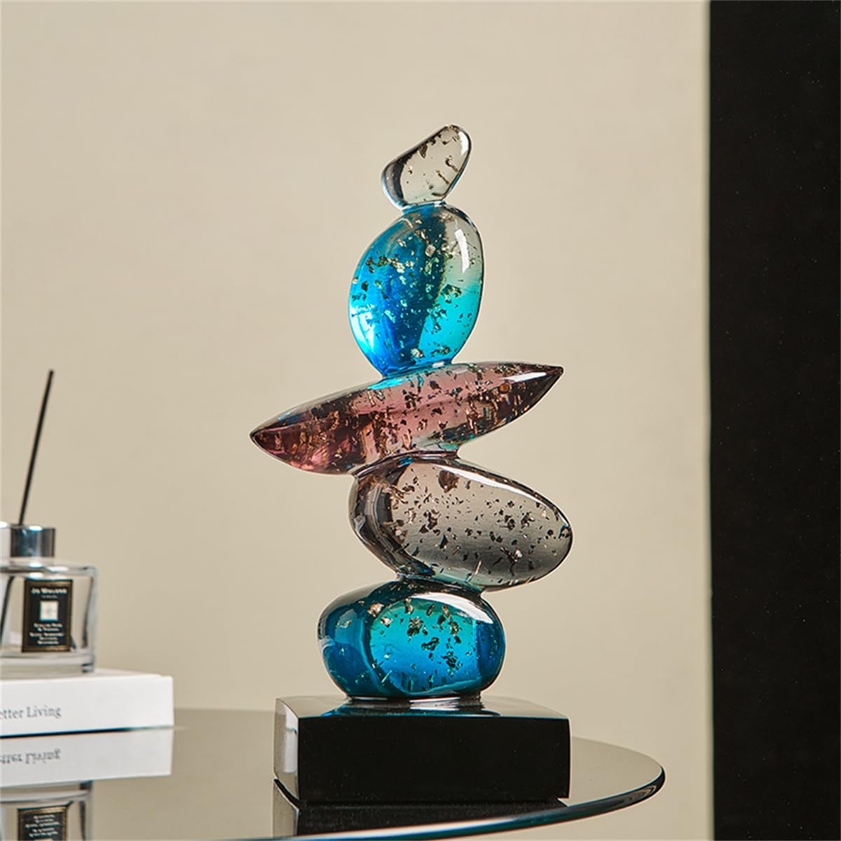 AWNR Resin Pebble Shape Sculpture Decor -Aesthetic Home Decor for Living Room, Office Desk, Shelf,Display,entryway,Housewarming Gifts