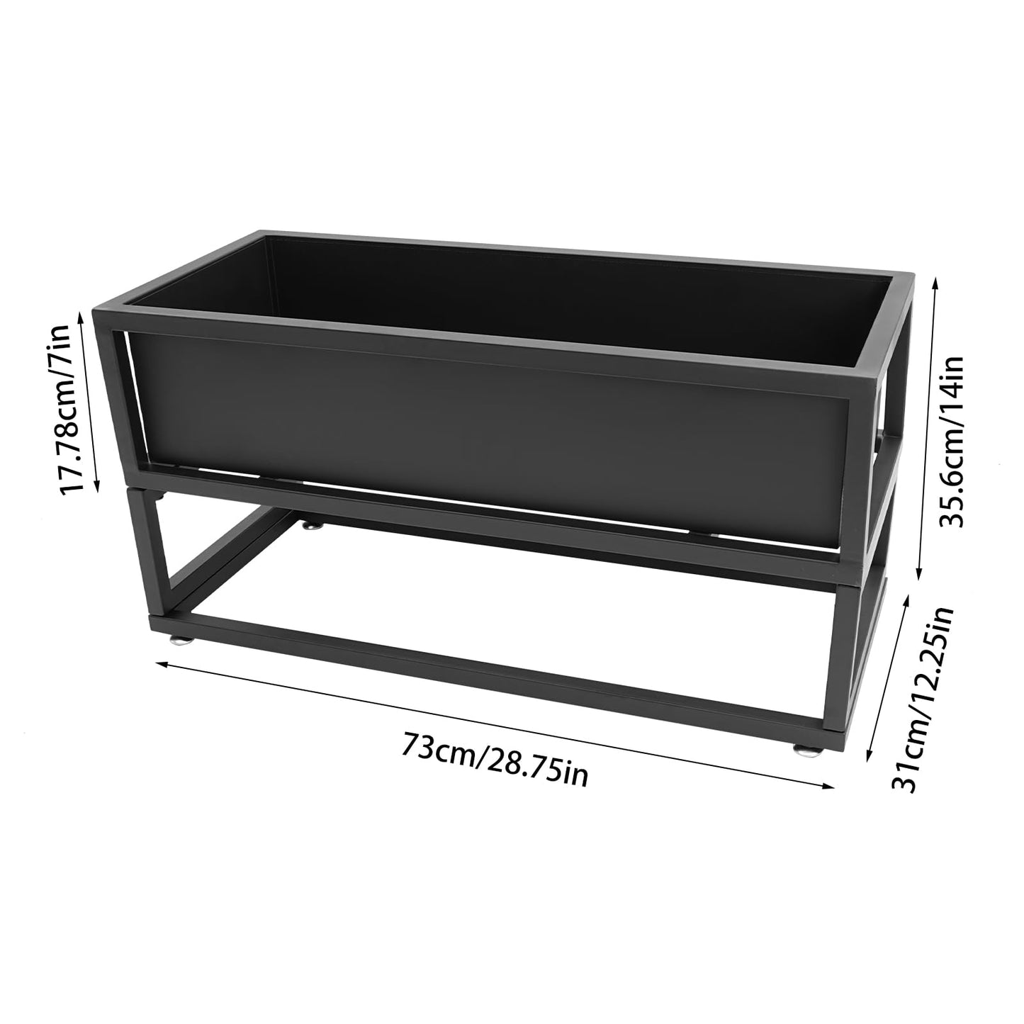 Ongniong Outdoor Elevated Planter Box Rectangle Raised Garden Bed 29" x 12" x 14" Carbon Steel Metal Planters with Drainage for Herbs and Flowers All-Weather Flower Beds for Patio