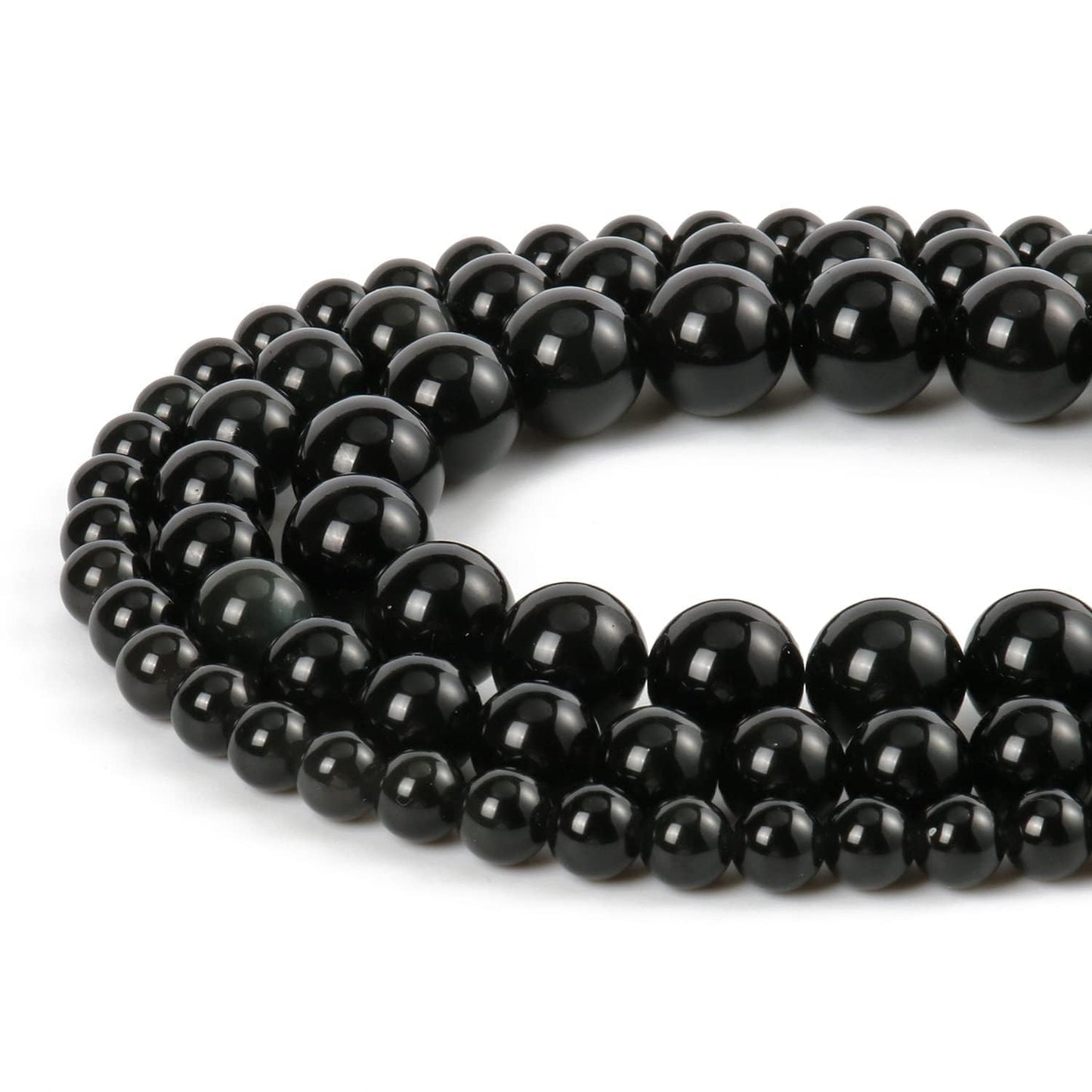 About 45pcs 8mm Natural Stone Beads Black Obsidian Beads Crystal Gemstone for Jewelry Making, DIY Bracelet Necklace