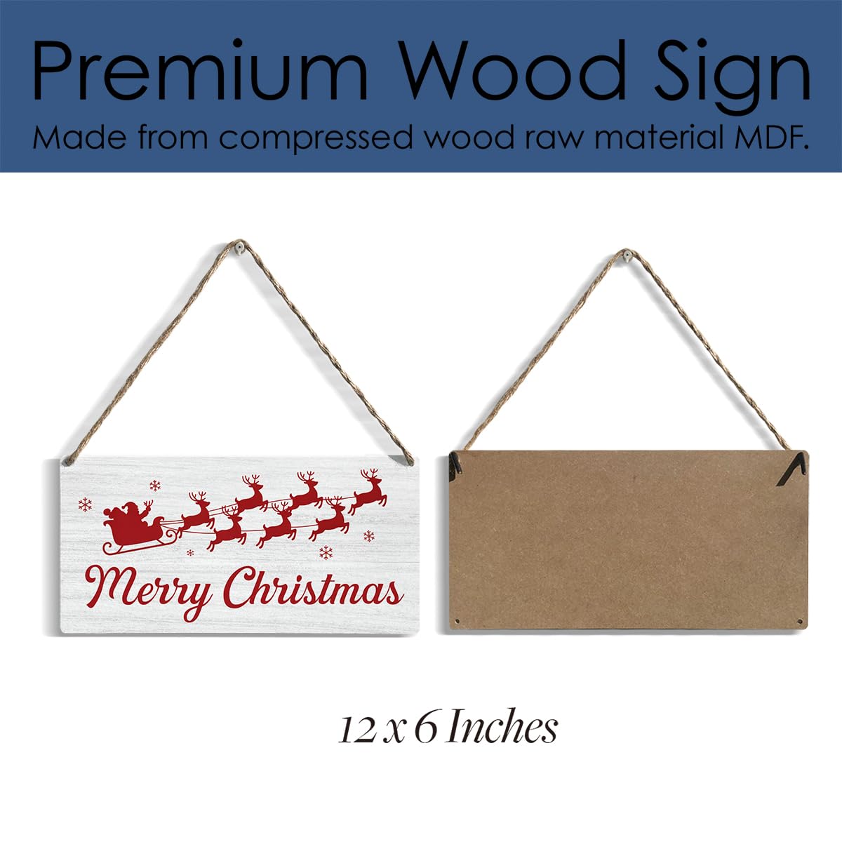 YCYD Santa Claus Elk Decor, Merry Christmas Wooden Hanging Sign 12 x 6 inch Christmas Gifts, For Friends Besties Colleagues Gifts, Home Office Decoration