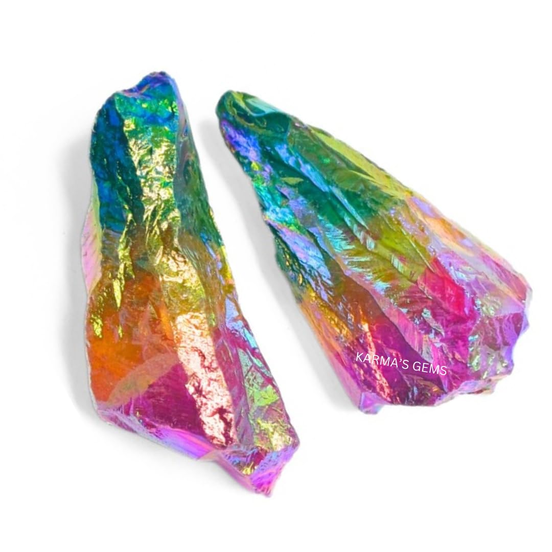 Crystals, Rocks, Jade, Crystals and Healing Stones, Witchcraft Supplies, Healing Crystals, Stones, Healing Stones, Rock Collection, Agate, Raw Stones (Pink-Yellow-Green Aura Quartz, 2 Pcs)