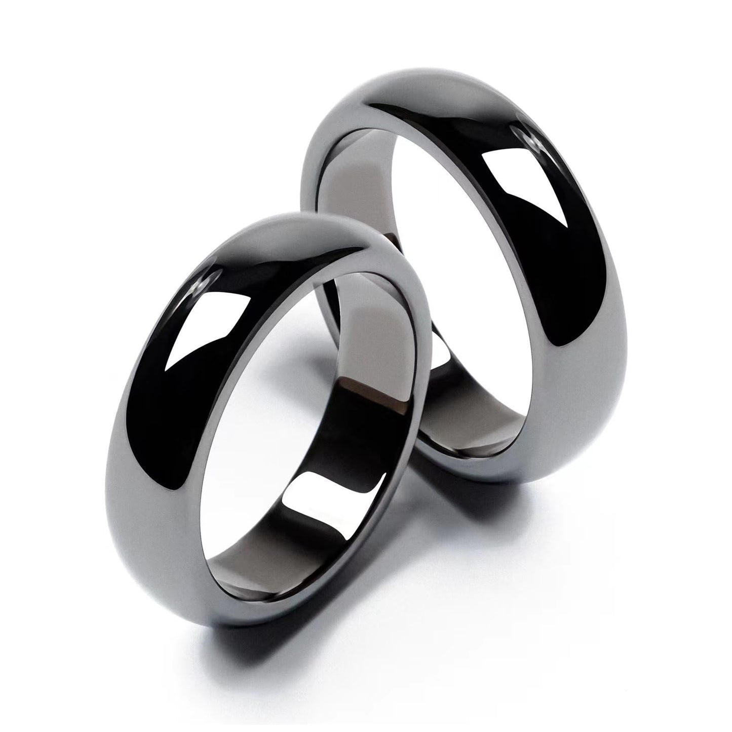 BTEYIVTA Magnetic Hematite Rings for Women & Men | Anxiety Balance Stone, Absorbs Negative Energy, Healing Jewelry | 6mm Wide, 2.4mm Thick, 2 Pack