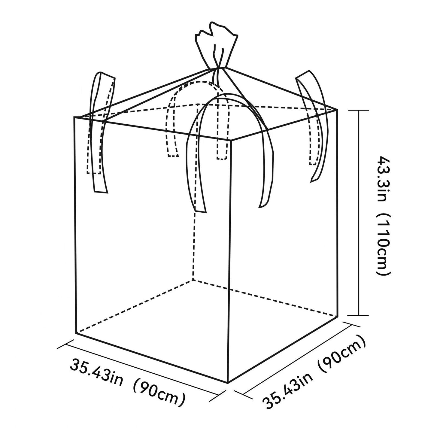 FIBC Bulk Bags 1 Ton 2200 lbs (10 Pack) - 35"x35"x43" Super Sack Woven Polypropylene Container Bags with 4 Lifting Loops for Construction, Agriculture, Landscaping - Commercial Grade