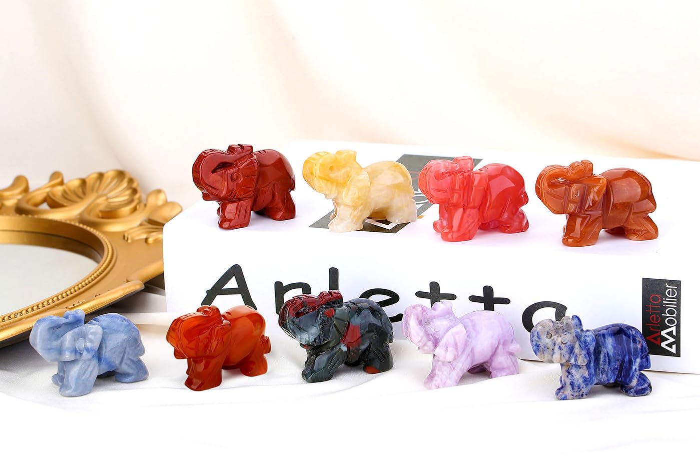 QINJIEJIE Red Jasper Crystals Elephant Decor Desk Stones Figurine Natural Gemstones Decoration Room Office Pocket Statue Meditation Spiritual Stocking Stuffers Christmas Stocking Stuffers Gifts Women
