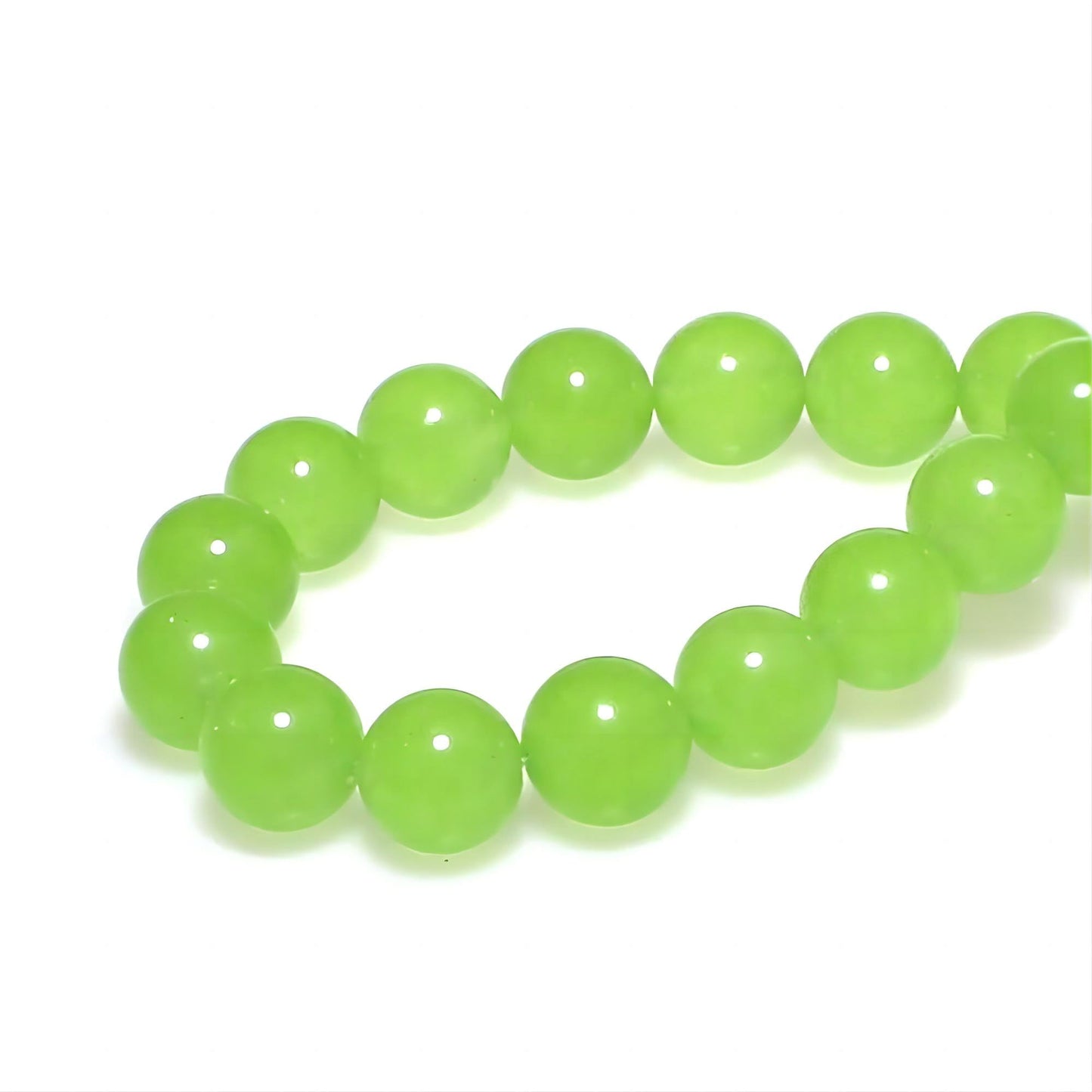 MJDCB Stone Beads 8mm 43pcs Round Fruit Green Jade Loose Gemstone Bead Charms for Jewelry Making Bracelet Necklace Earring Pendant