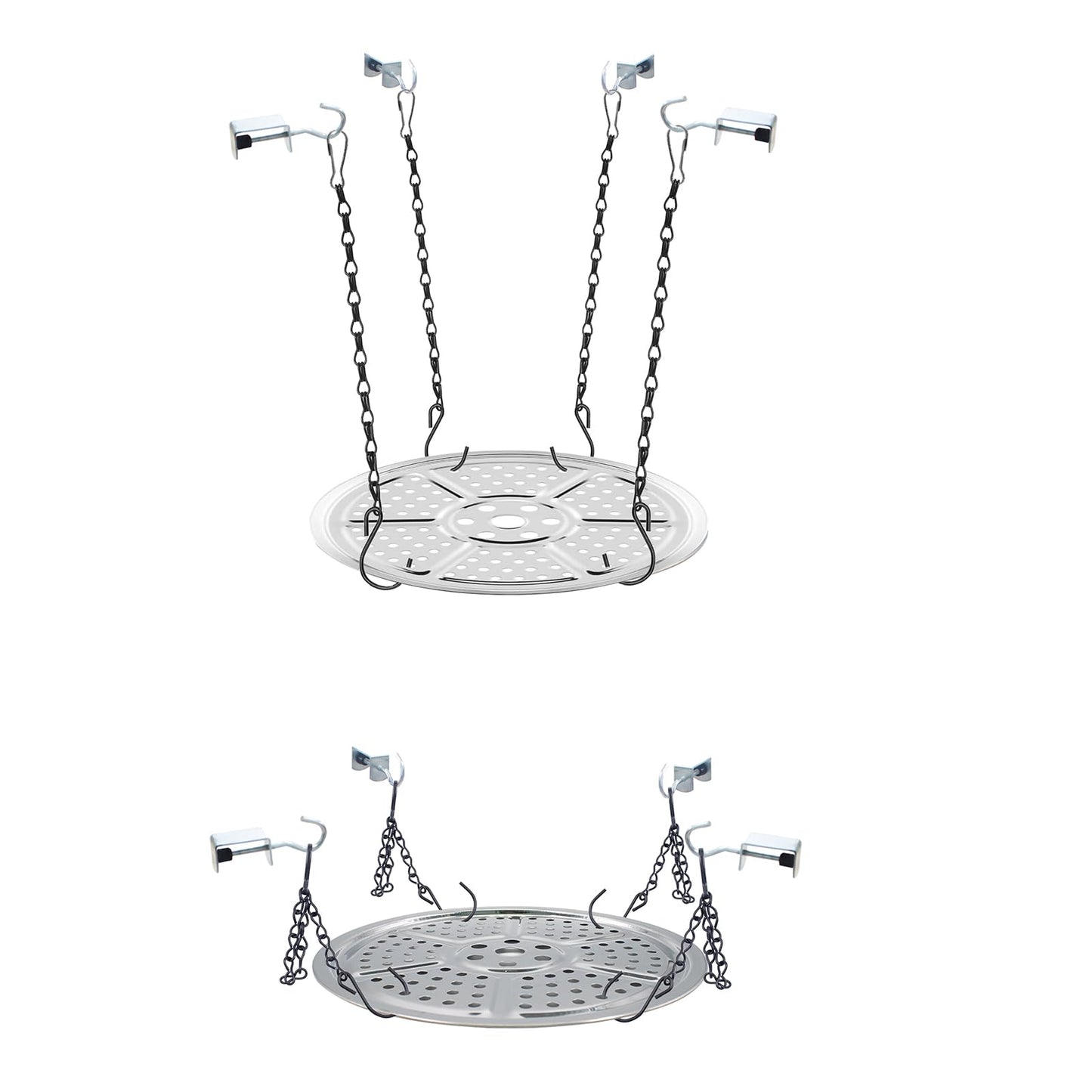 HaoGludi 2 Pack Adjustable Height Planter Inserts for Large Pots, 9" Stainless Steel Plant Pot Insert with Chains, Soil-Saving Planter Filler Support for Tall & Short Pots, Use Less Potting Soil