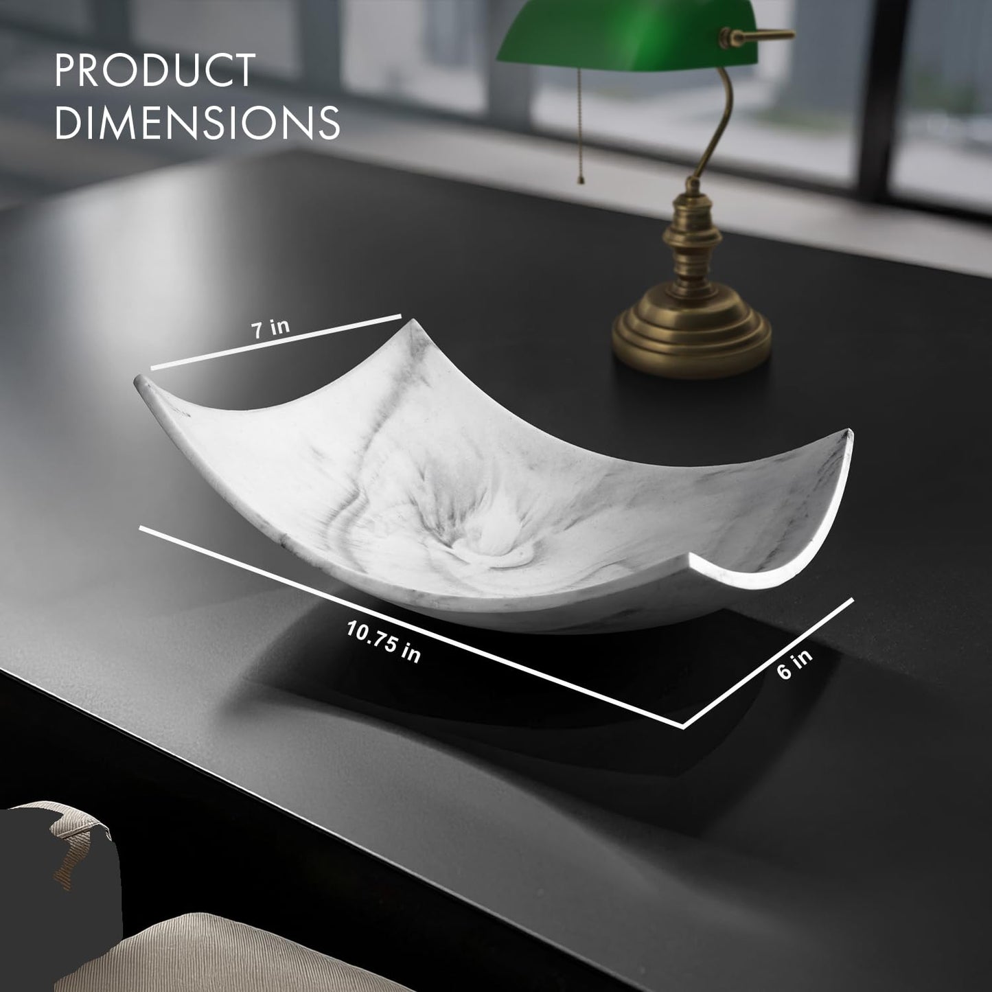 Creative Scents Marble Look Decorative Bowl with matching Set of 8 Balls for Coffee Table Centerpiece, Dining Table, Living Room