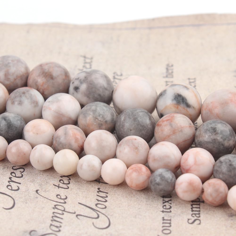 NITOPUPU 10mm 37pcs Pink Zebra Jasper Natural Stone Beads for Jewelry Making Supplies, Round Crystal Beads for Bracelets Necklace DIY Crafts