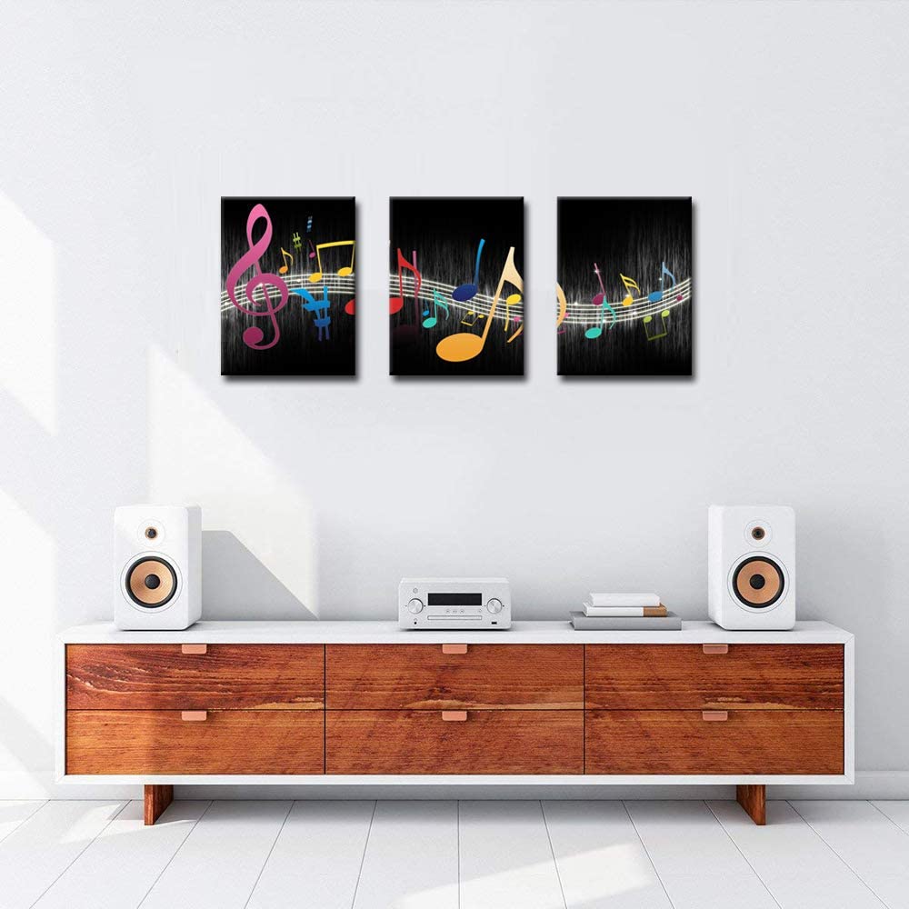 Biuteawal - Music Wall Art Modern Musical Note Canvas Prints Stretched and Framed Beautiful Notes Beating on Staff Picture Decor Artwork for Party Home Living Room Bedroom Ready to Hang