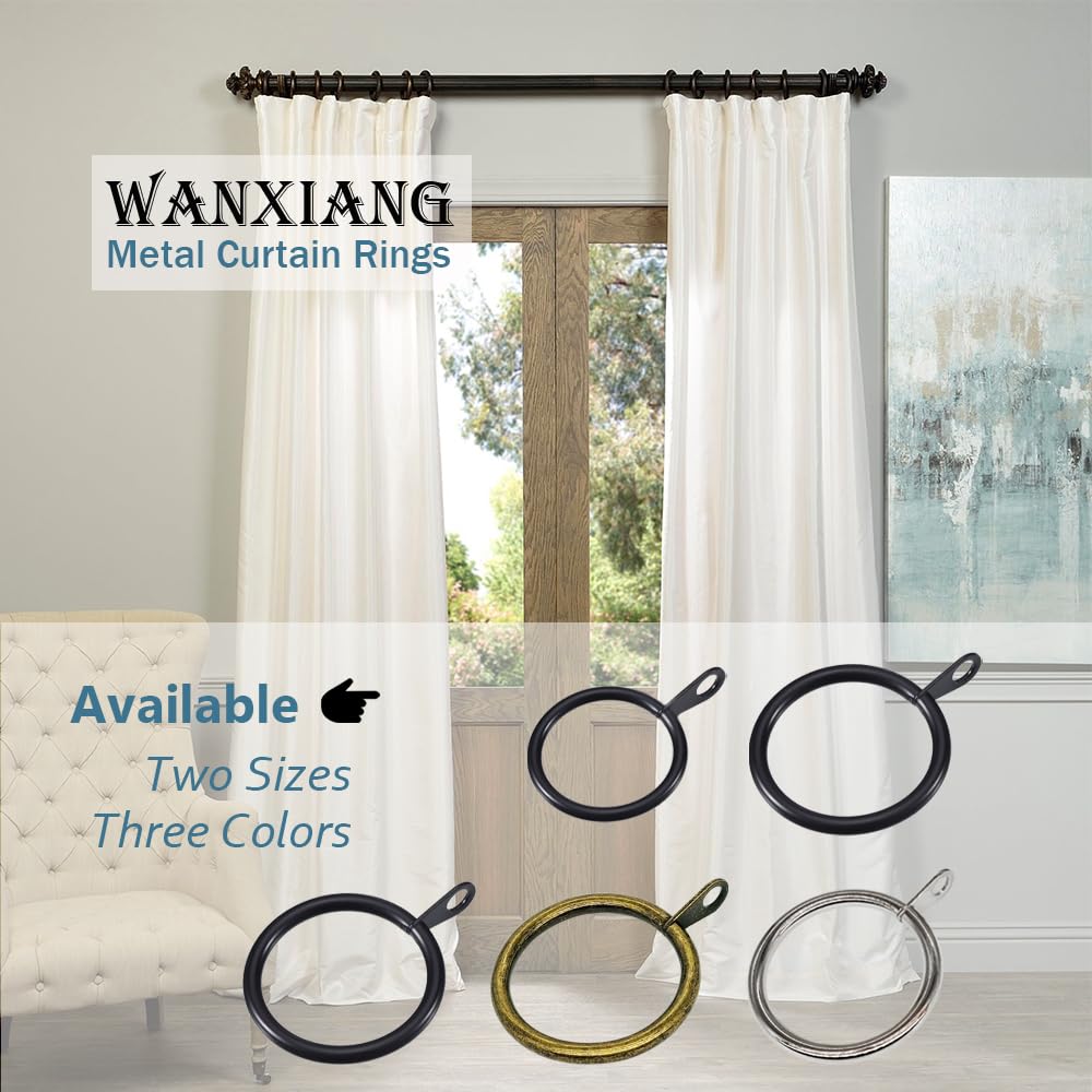 WANXIANG 20 pcs Metal Curtain Rings with Eyelet, 1-1/4 inch Inner Diameter,Fits Up to 1 Inch Rod, Bronze