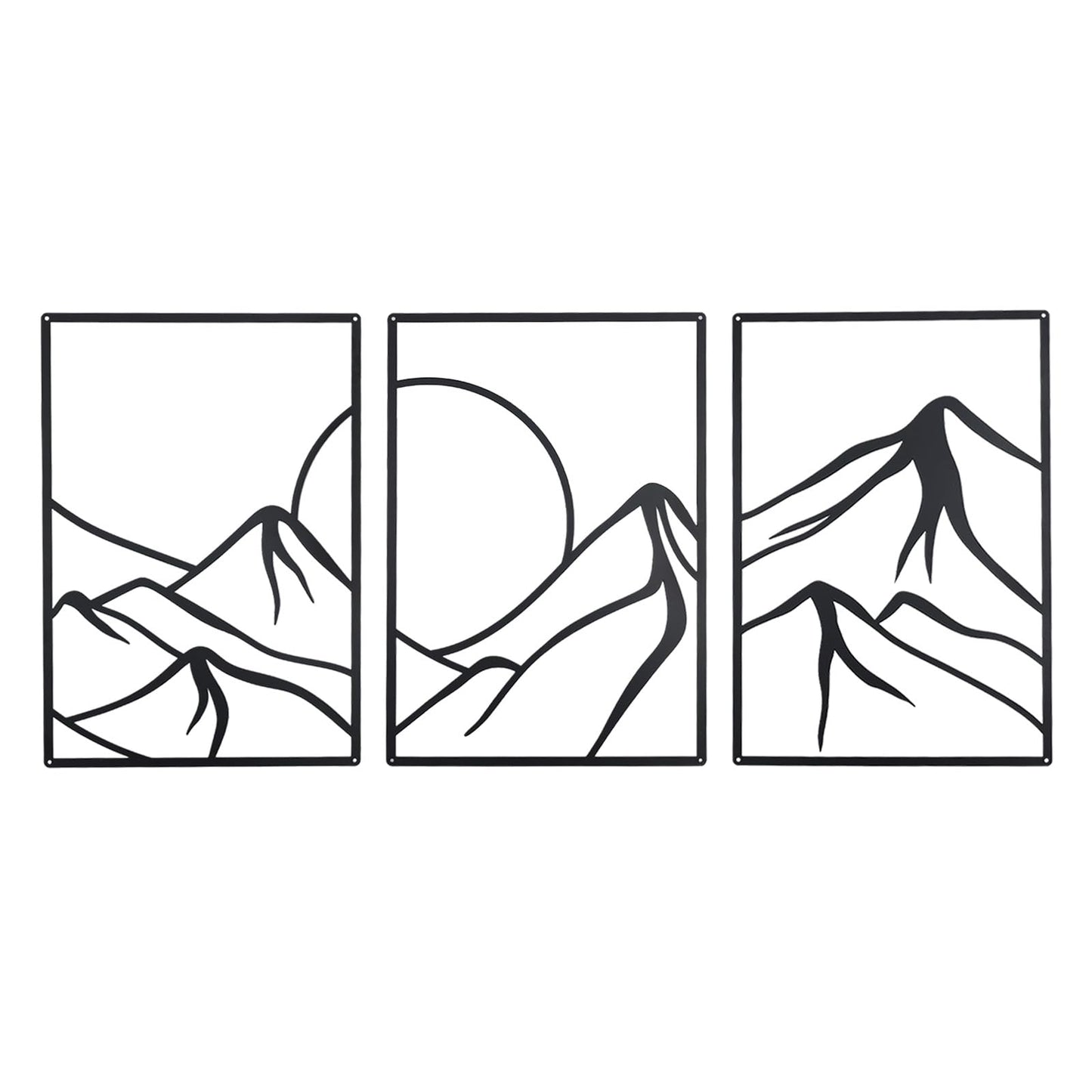 OYEFLY 3 Pcs Minimalist Metal Wall Art, Forest Line Drawing Wall Decor (Black)