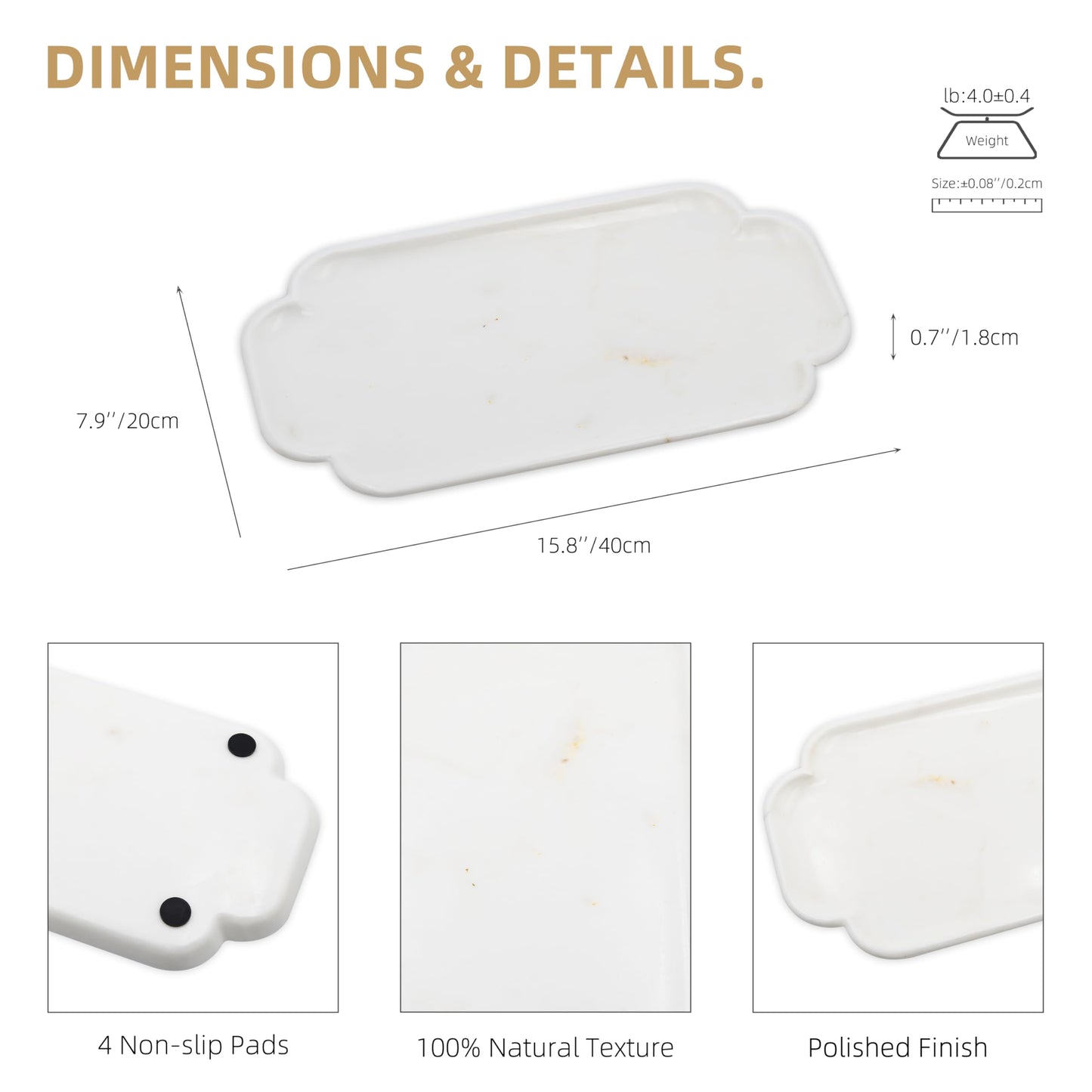 Marmor Marble Perfume Tray Bathroom Tray for Decorative,Candles,Jewelry Stone Vanity Tray,Kitchen Counter Decor and Home Decorative Tray(Calacatta Marble) Jewelry Tray Unique Festival Gifts