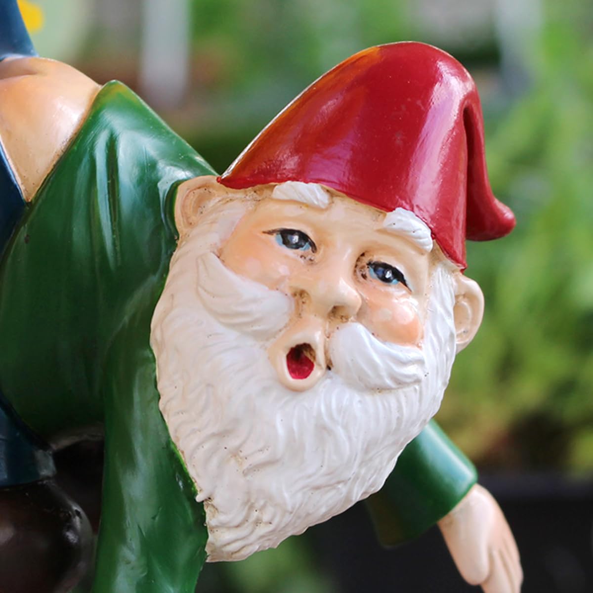 JARPSIRY Funny Garden Gnome Statue Flower Pot Hugger, Pants Hanging on Branch Gnome Figurine Resin Sculpture Outdoor Decor Patio Lawn Yard Fence Plant Pot Ornaments