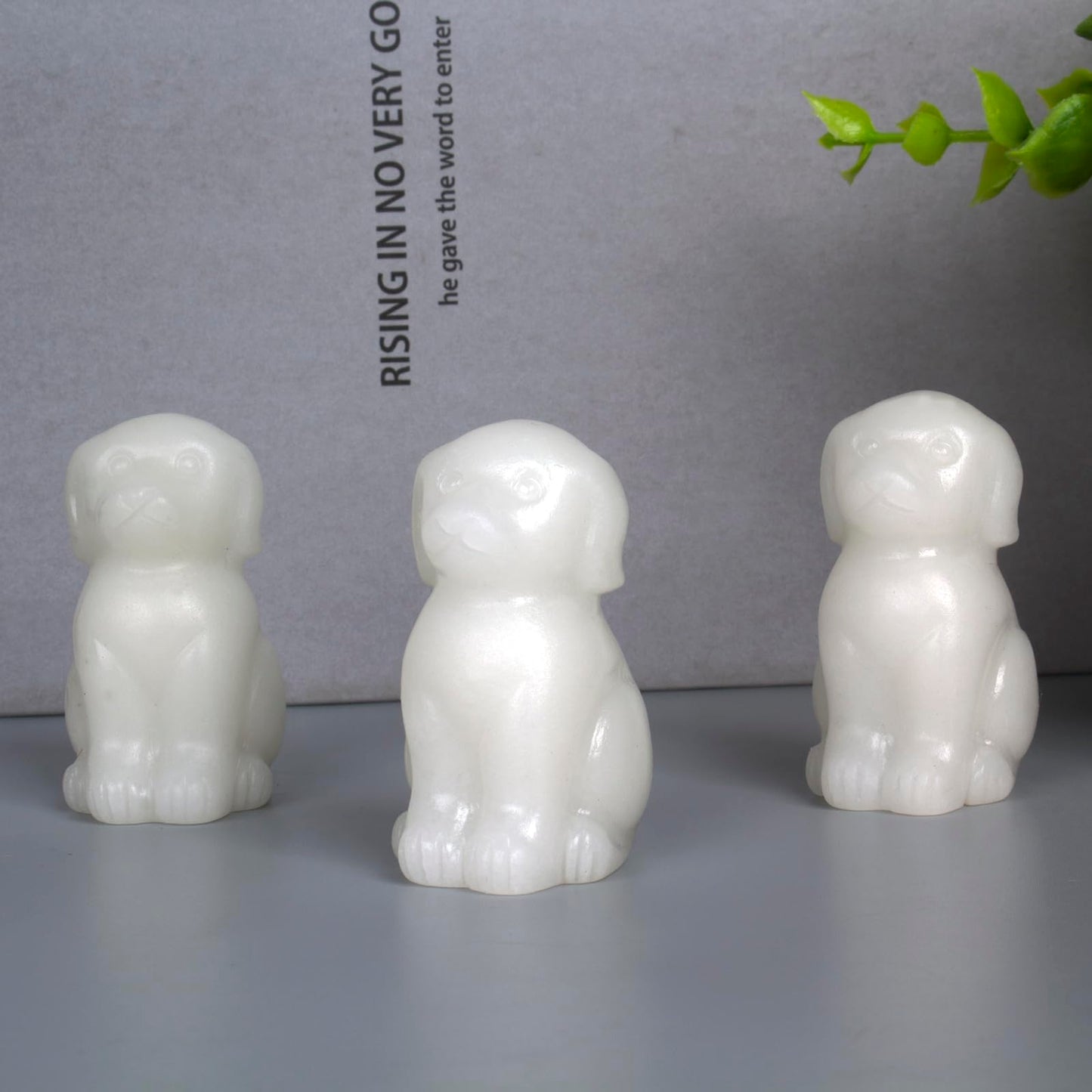 Hand-Carved Natural Crystal Dog Sculpture for Spiritual Healing Energy Stone,Feng Shui Wealth Protection Figurine, Home,Office Desk Decor,Unique Gift for Pet Lovers,Birthday. (White Marble Dog)