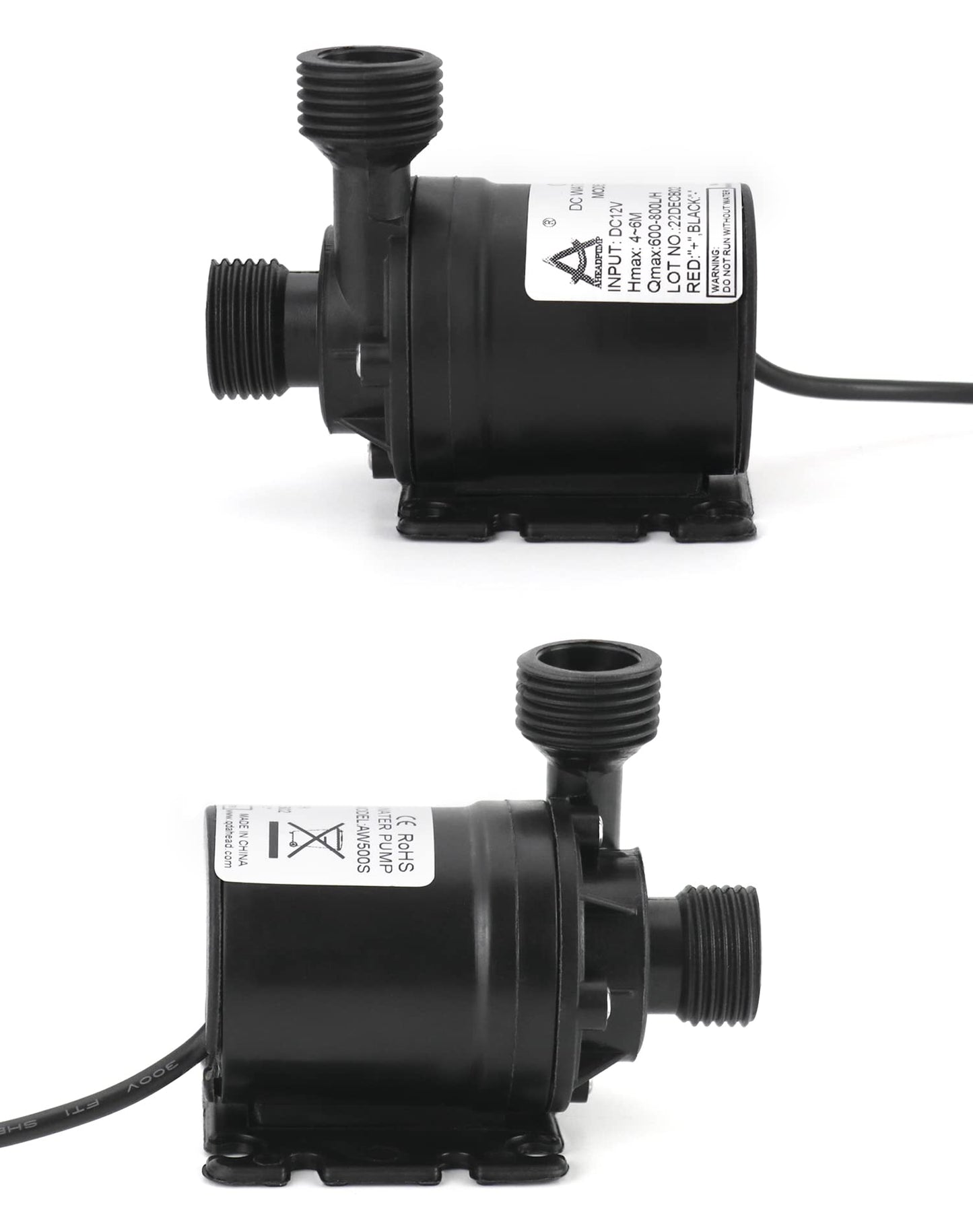 QWORK DC 12V Water Pump 800 L/H 5 m, Brushless Submersible Water Pump for Fountain Pool Solar Circulation System Water Circulation System